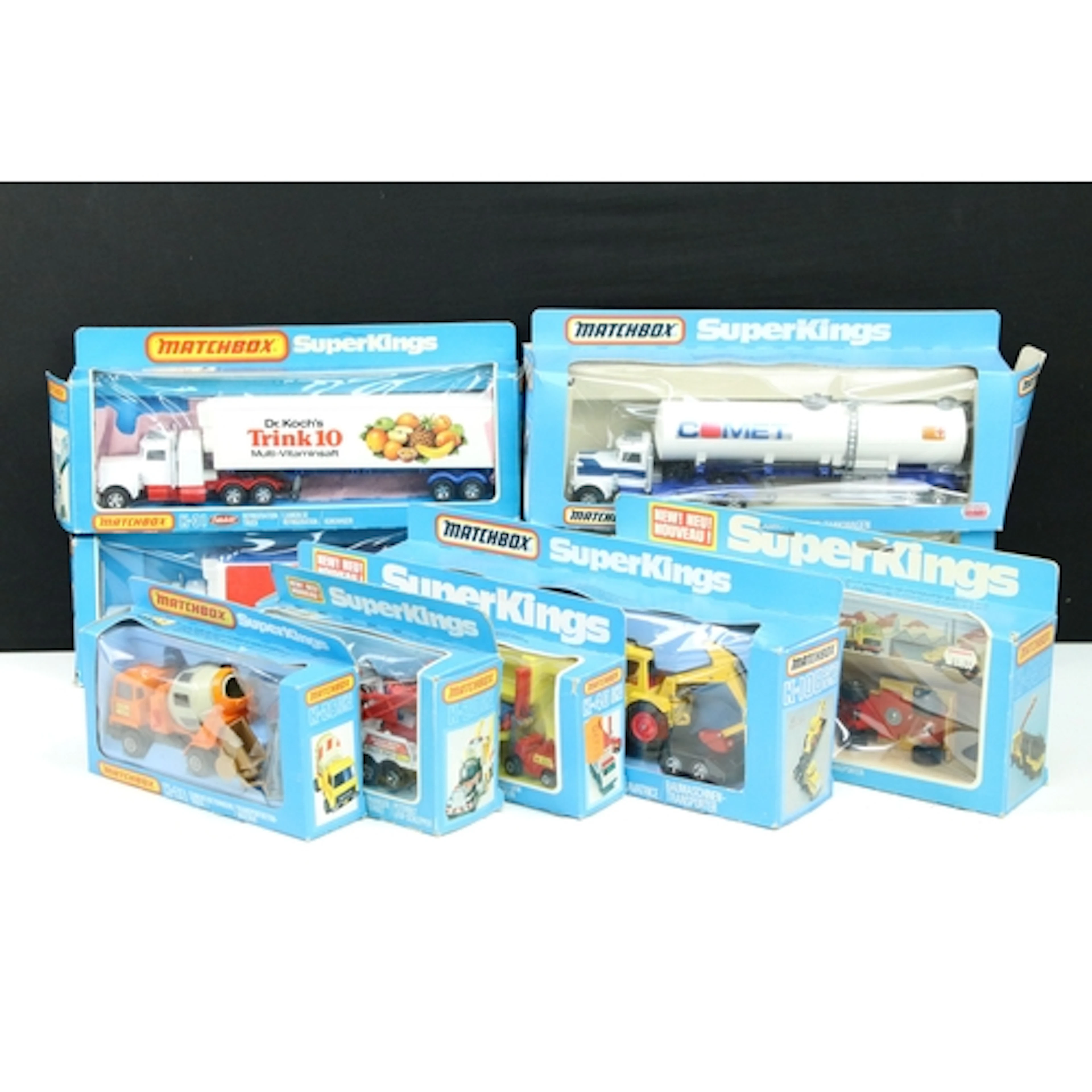 Nine boxed Matchbox Superkings haulage and commercial relate...
