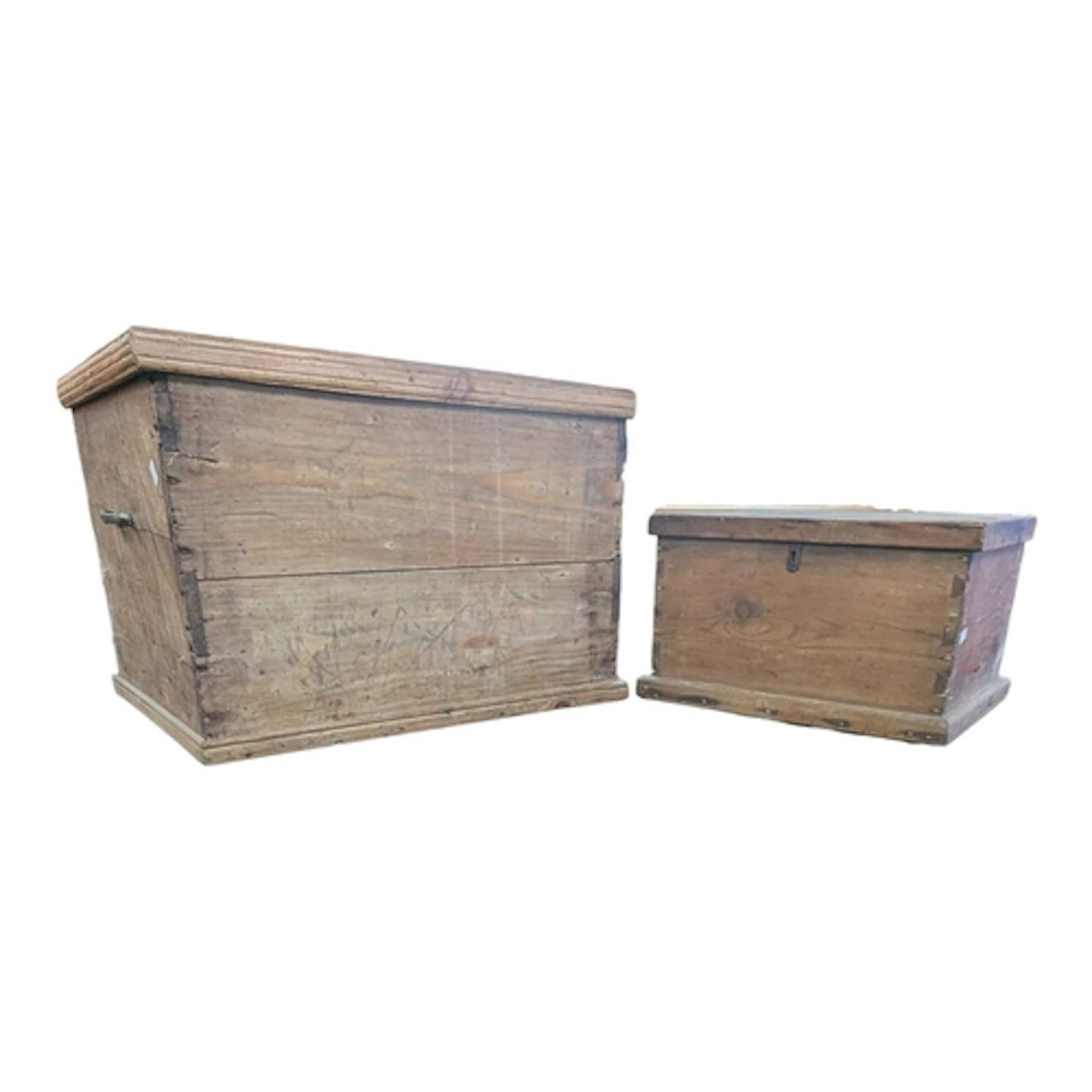 A 19th century Victorian pine chest. The chest having hinged...