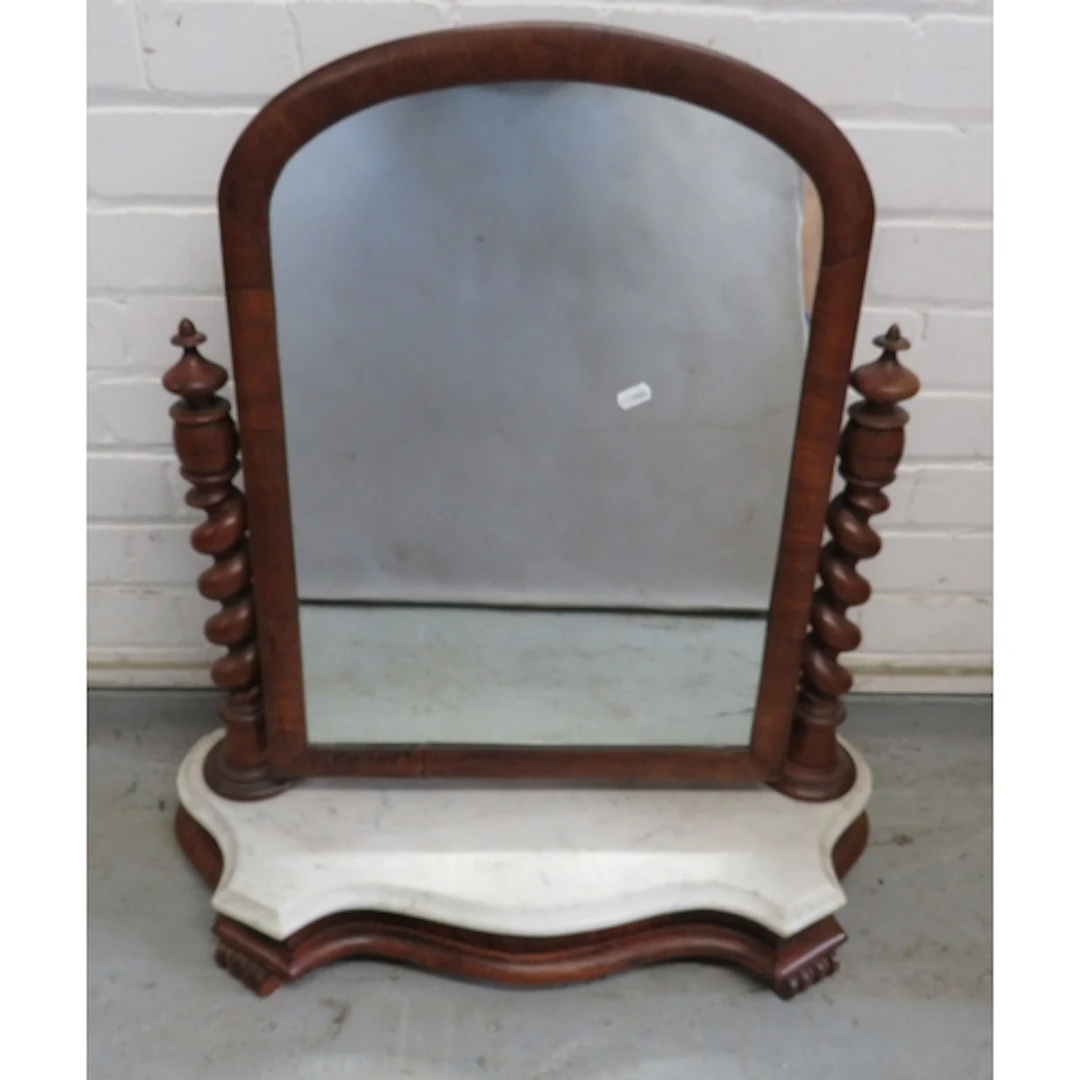 Antique Mahogany Domed Top Mirror, spiral mirror supports, s...