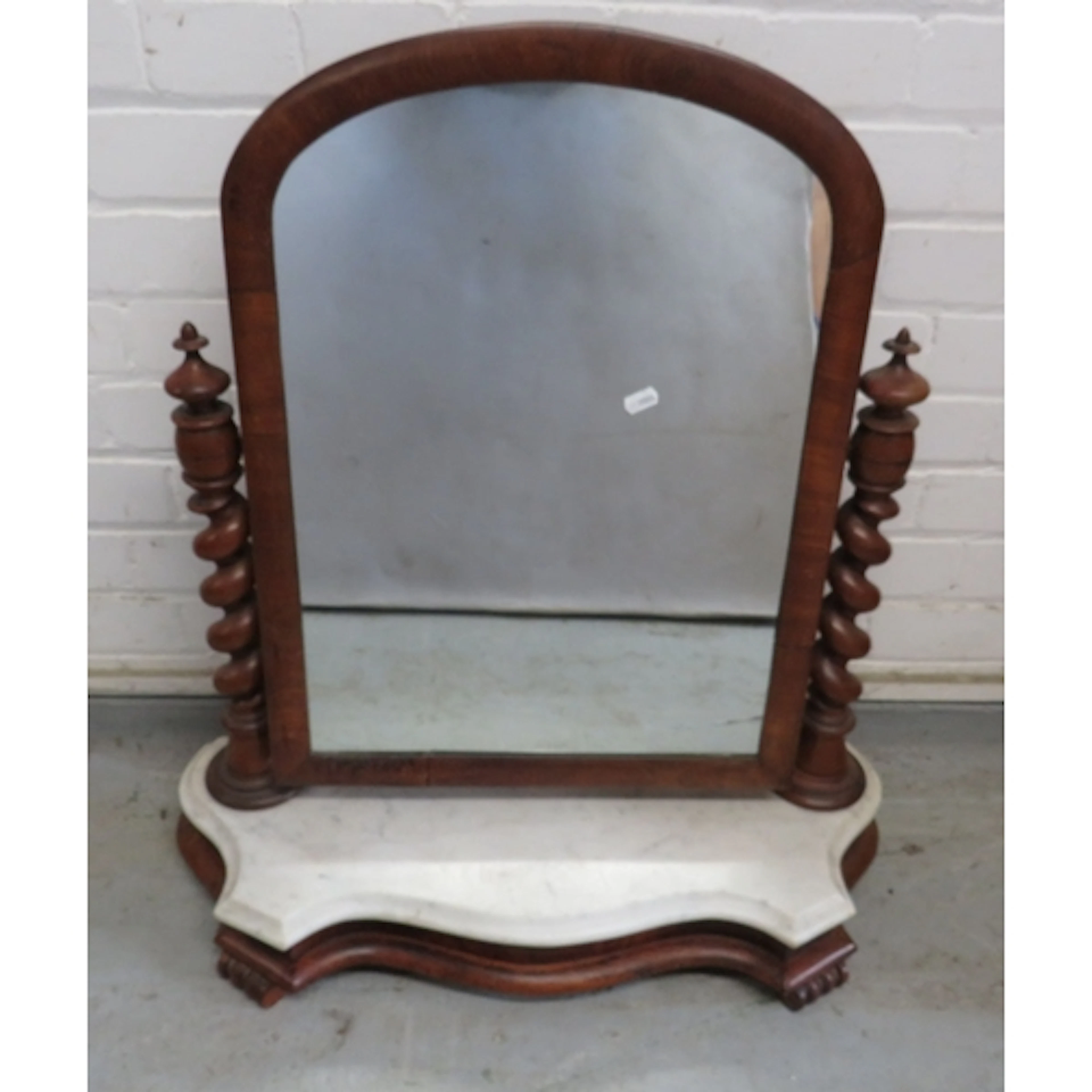 Antique Mahogany Domed Top Mirror, spiral mirror supports, s...