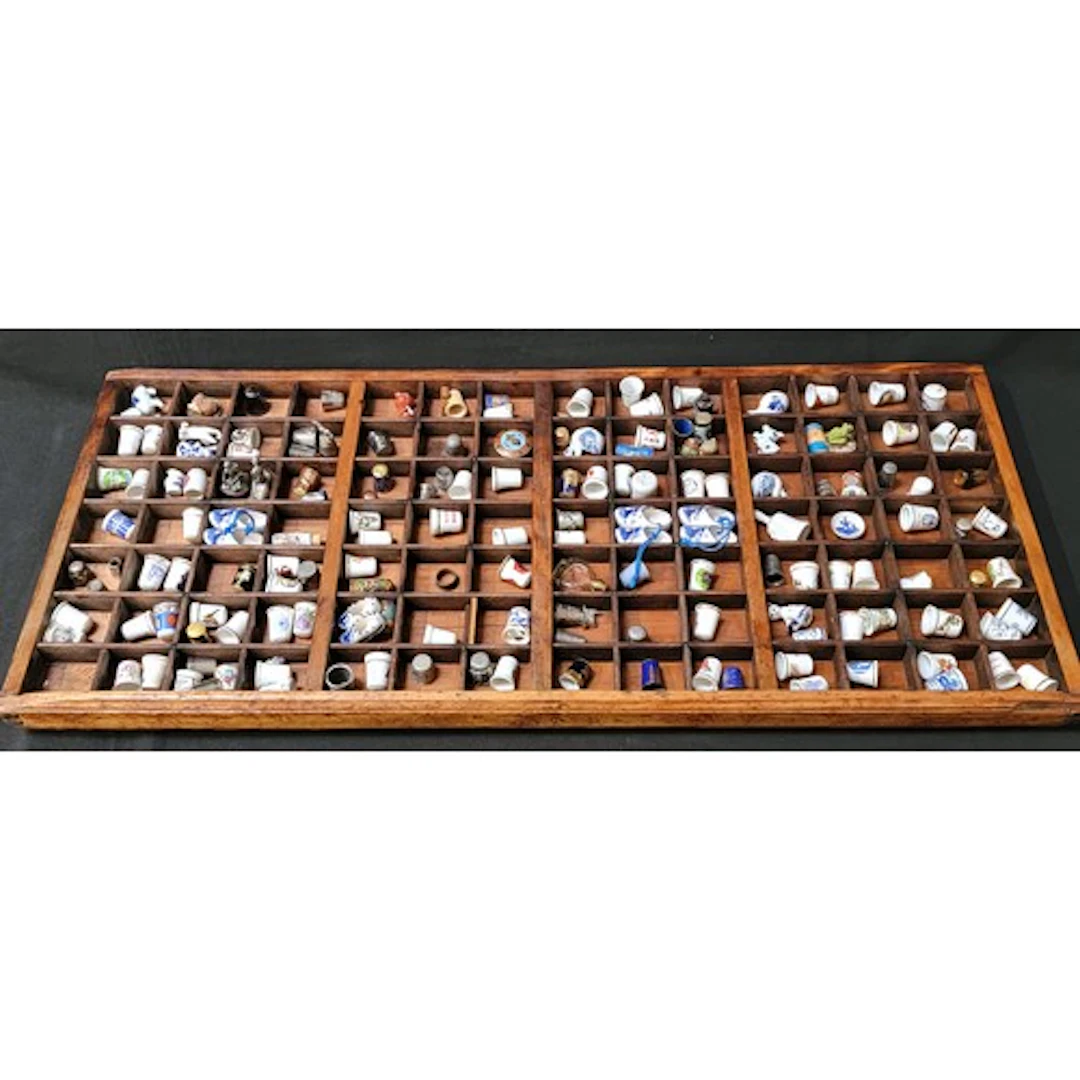 VINTAGE OAK PRINTER'S TRAY the shallow, multi-compartment t...