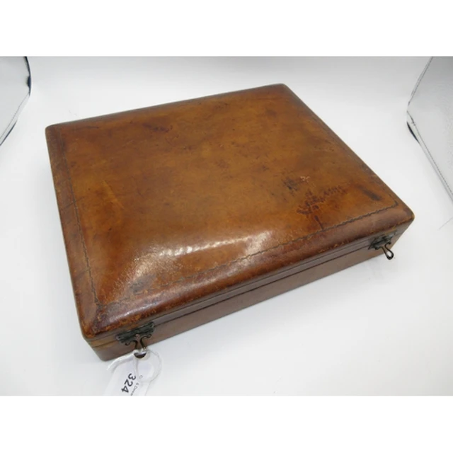 Victorian Leather Manicure and Jewel Box, 33x27x7cm h