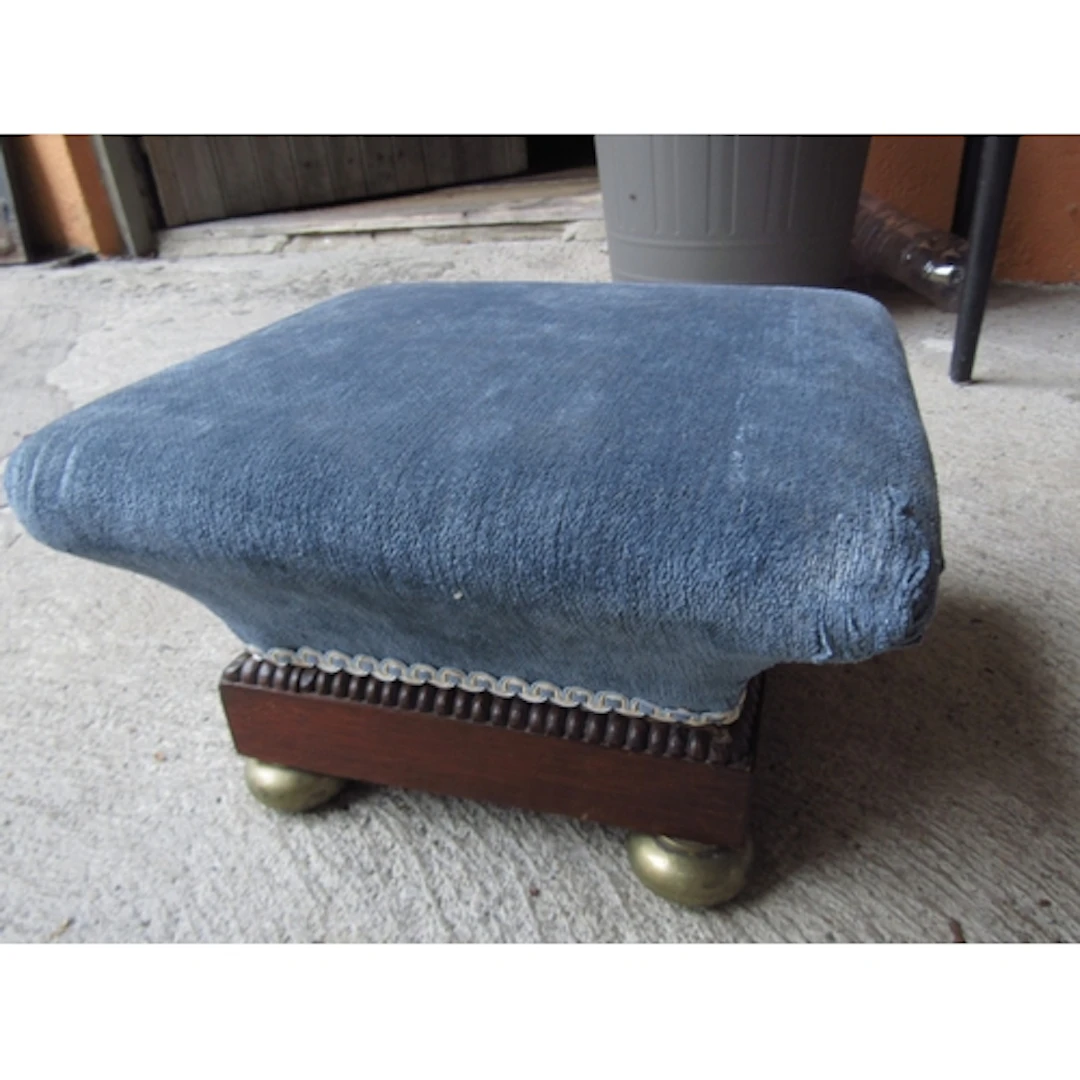 Regency Rosewood Upholstered Square Form Footrest with Ormol...