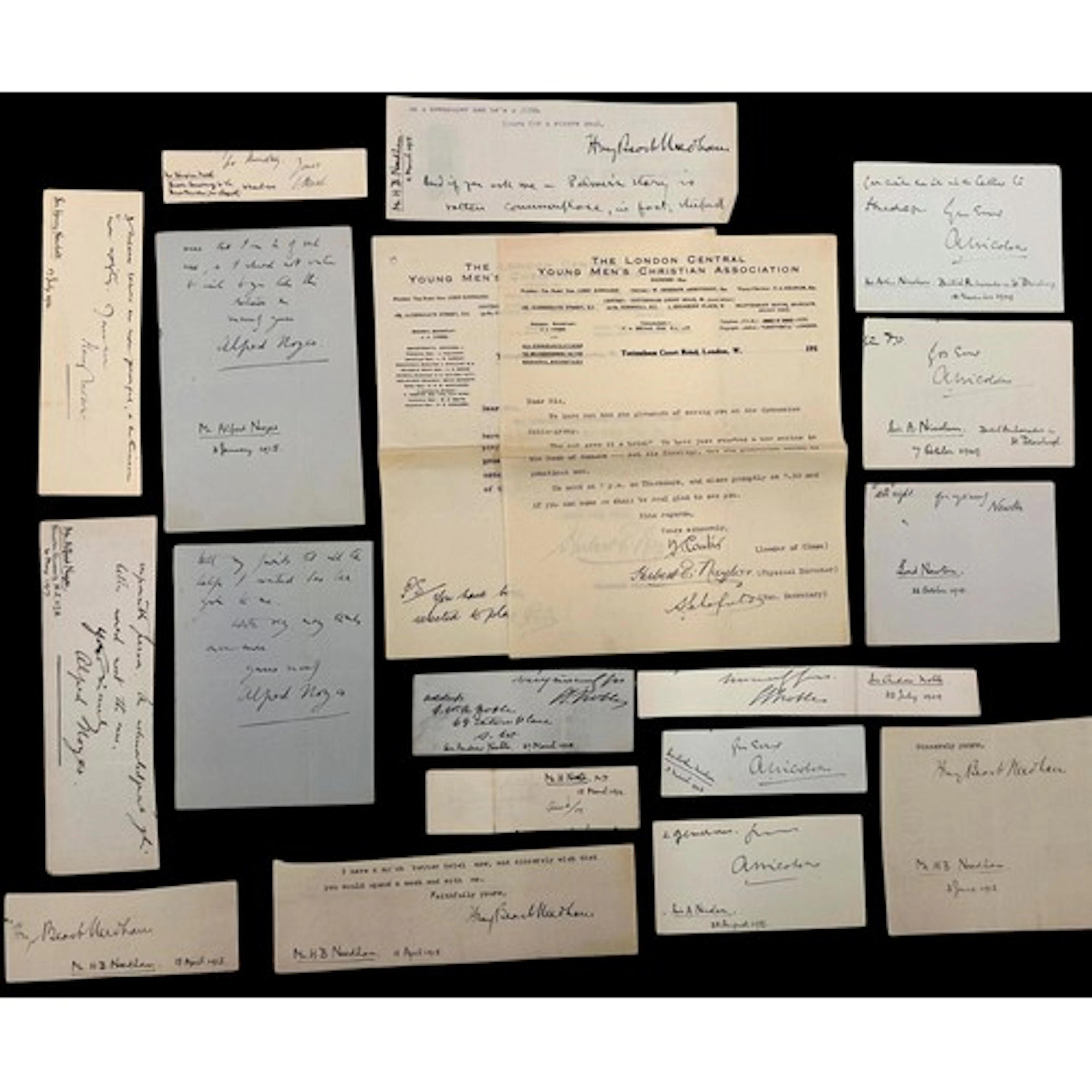 A collection of clipped ink autographs of distinguished peop...