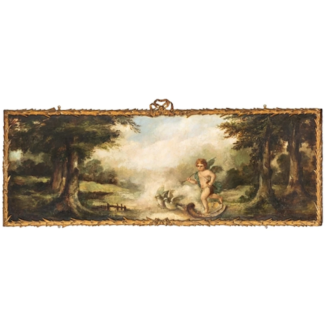 Louis Silas (19th / 20th Century) - Cupid standing on a corn...
