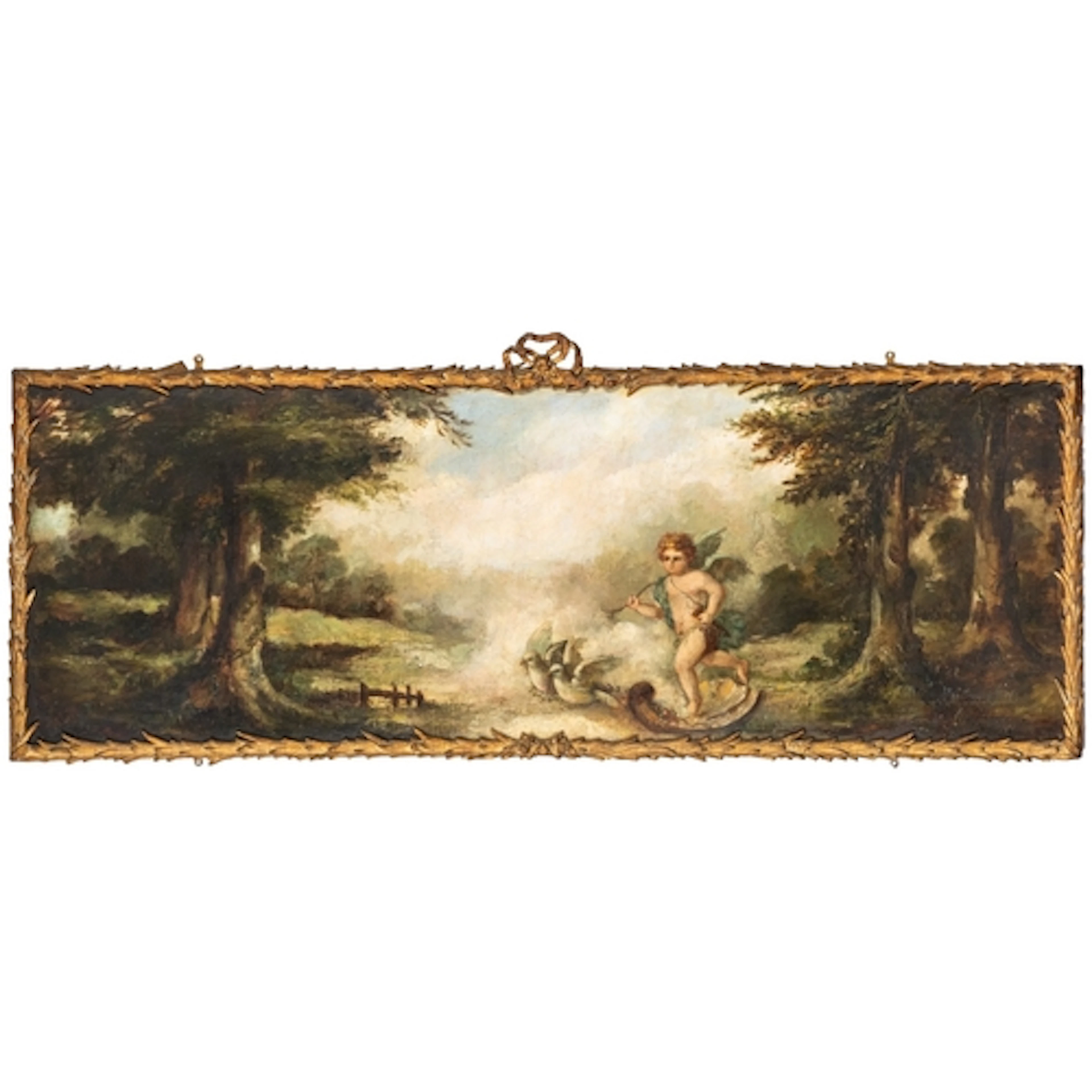 Louis Silas (19th / 20th Century) - Cupid standing on a corn...