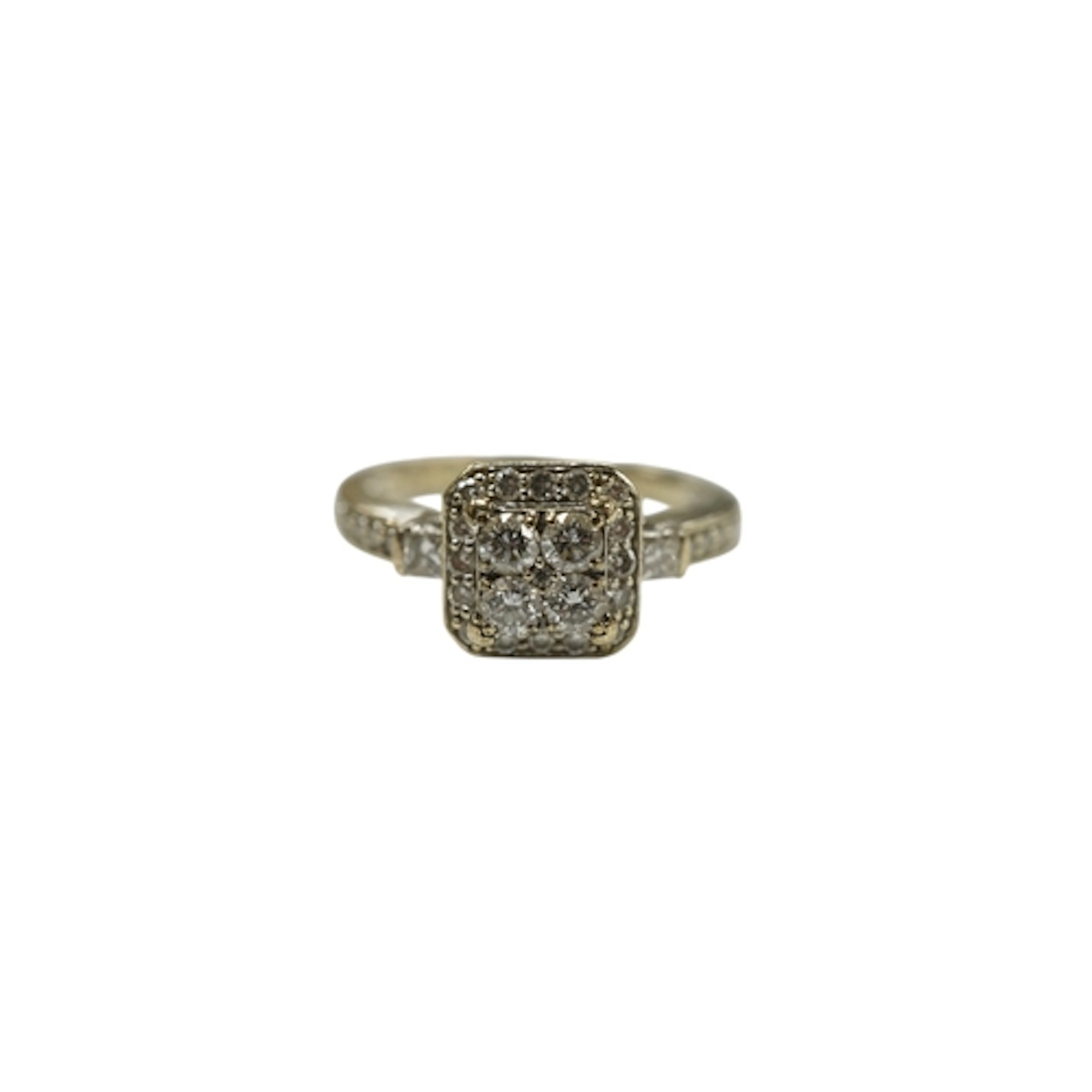 A modern 9ct gold and diamond set square cluster ring, with ...