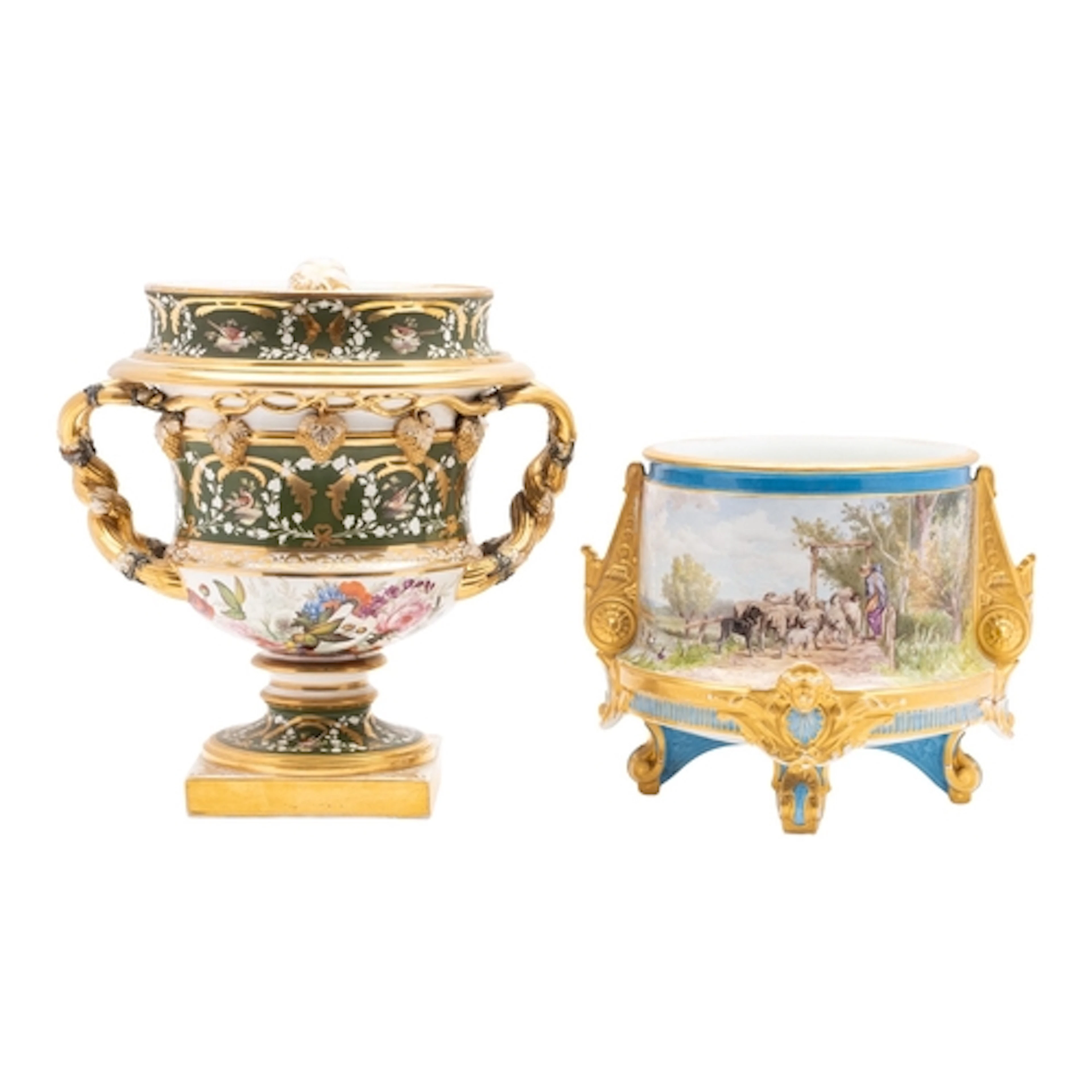 A large Bloor Derby 'Warwick Vase' ice pail and cover, circa...