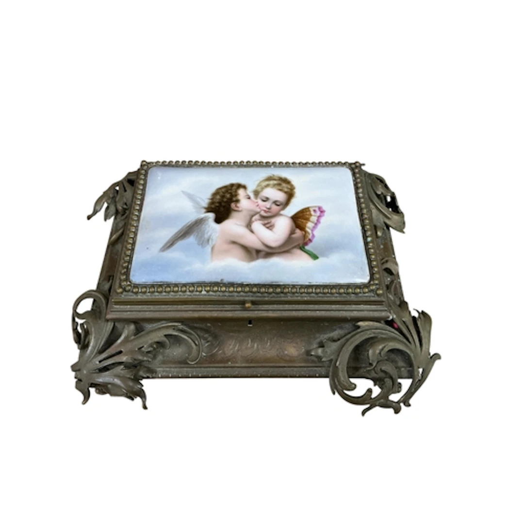 A late 19th century French rococo revival porcelain mounted ...