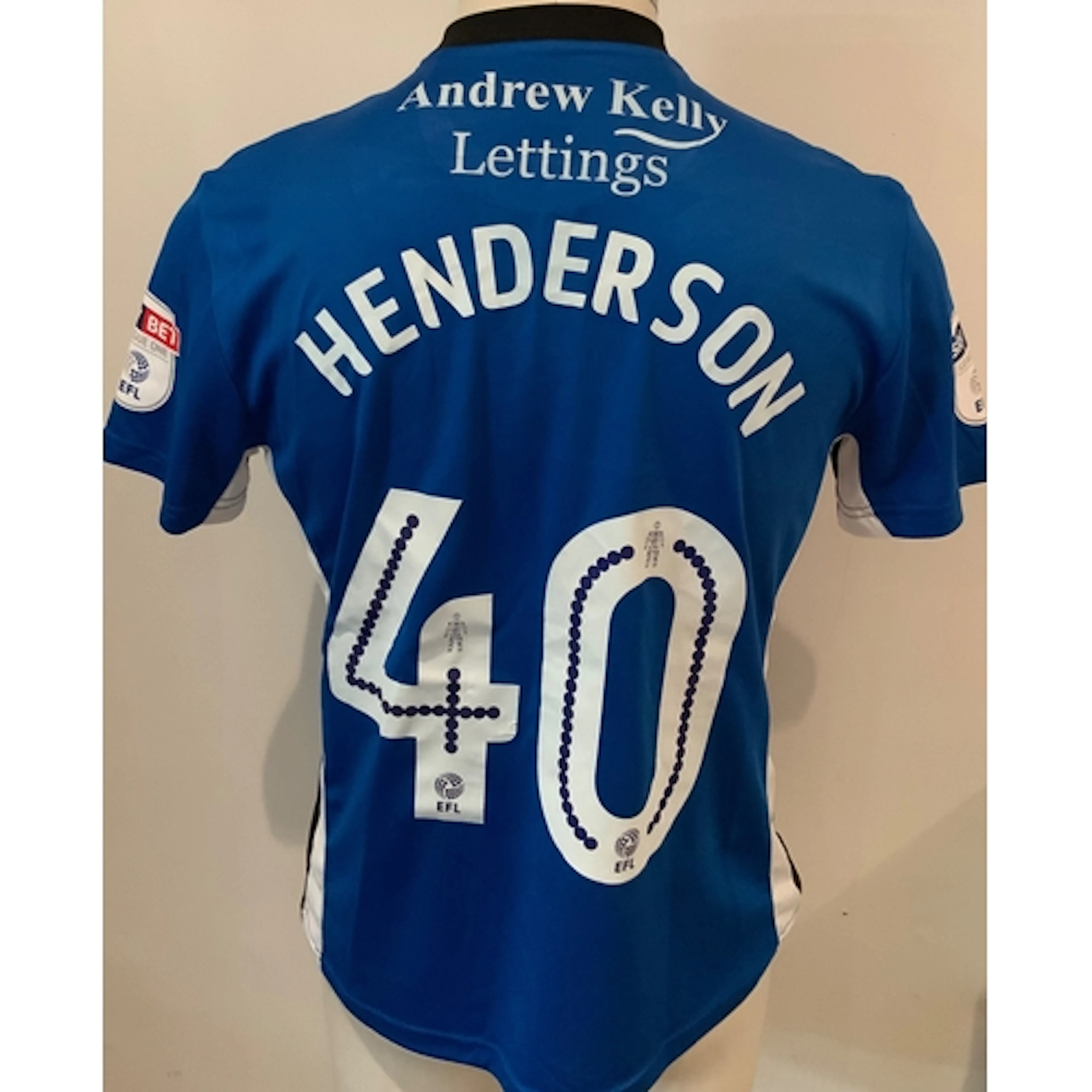 Rochdale 2017 - 2018 Match Worn Football Shirt: Blue short s...