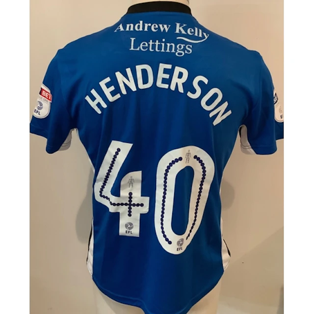 Rochdale 2017 - 2018 Match Worn Football Shirt: Blue short s...