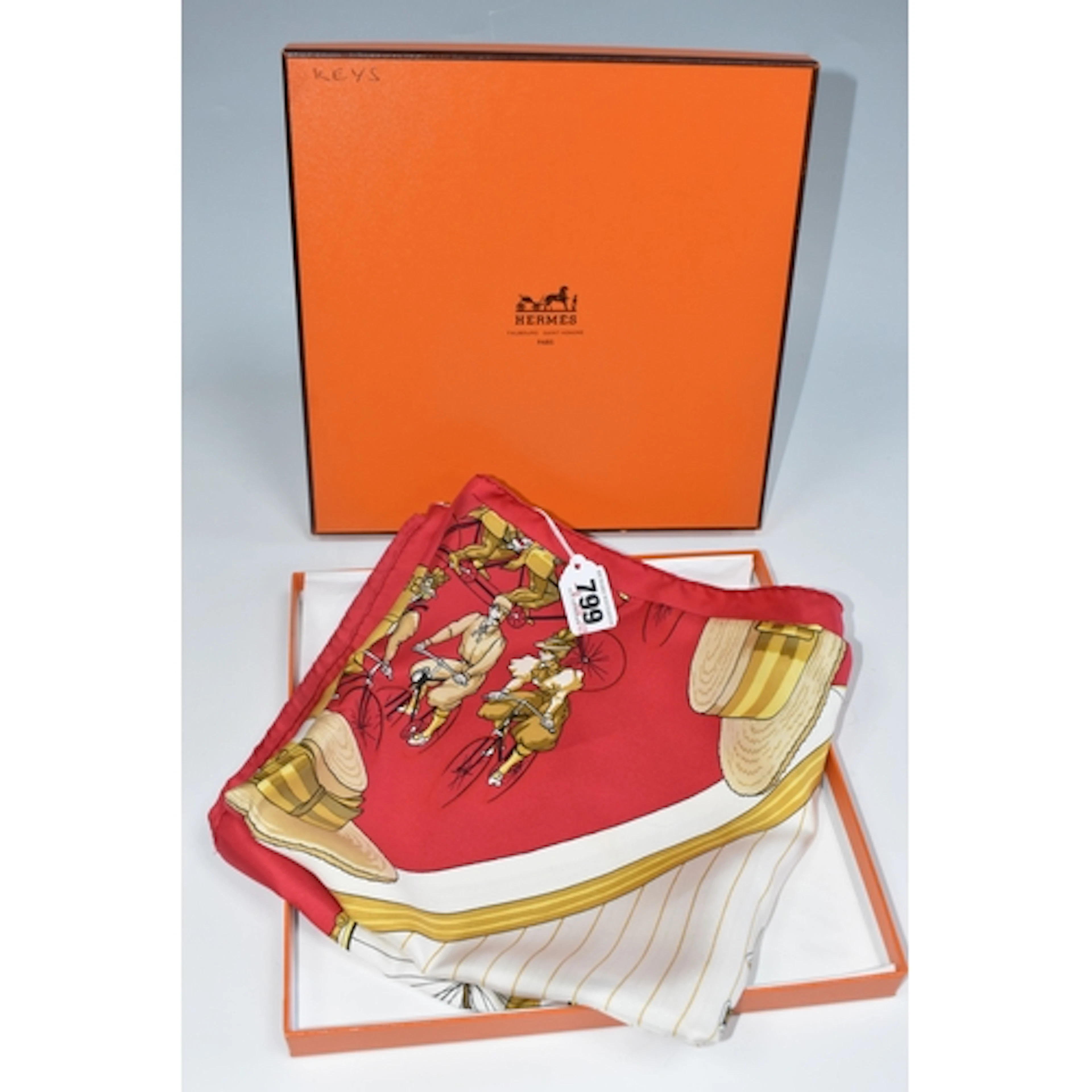 VINTAGE HERMES SILK SCARF 'LES BECANES', designed by Hugo Gr...