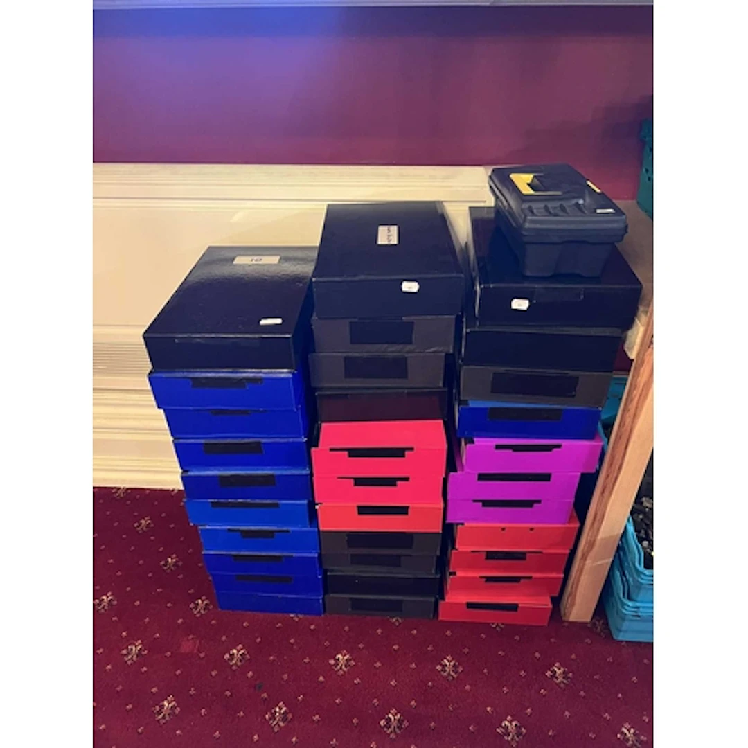 THIRTY-FOUR BOX FILES AND A SMALL TOOLBOX, comprising box fi...