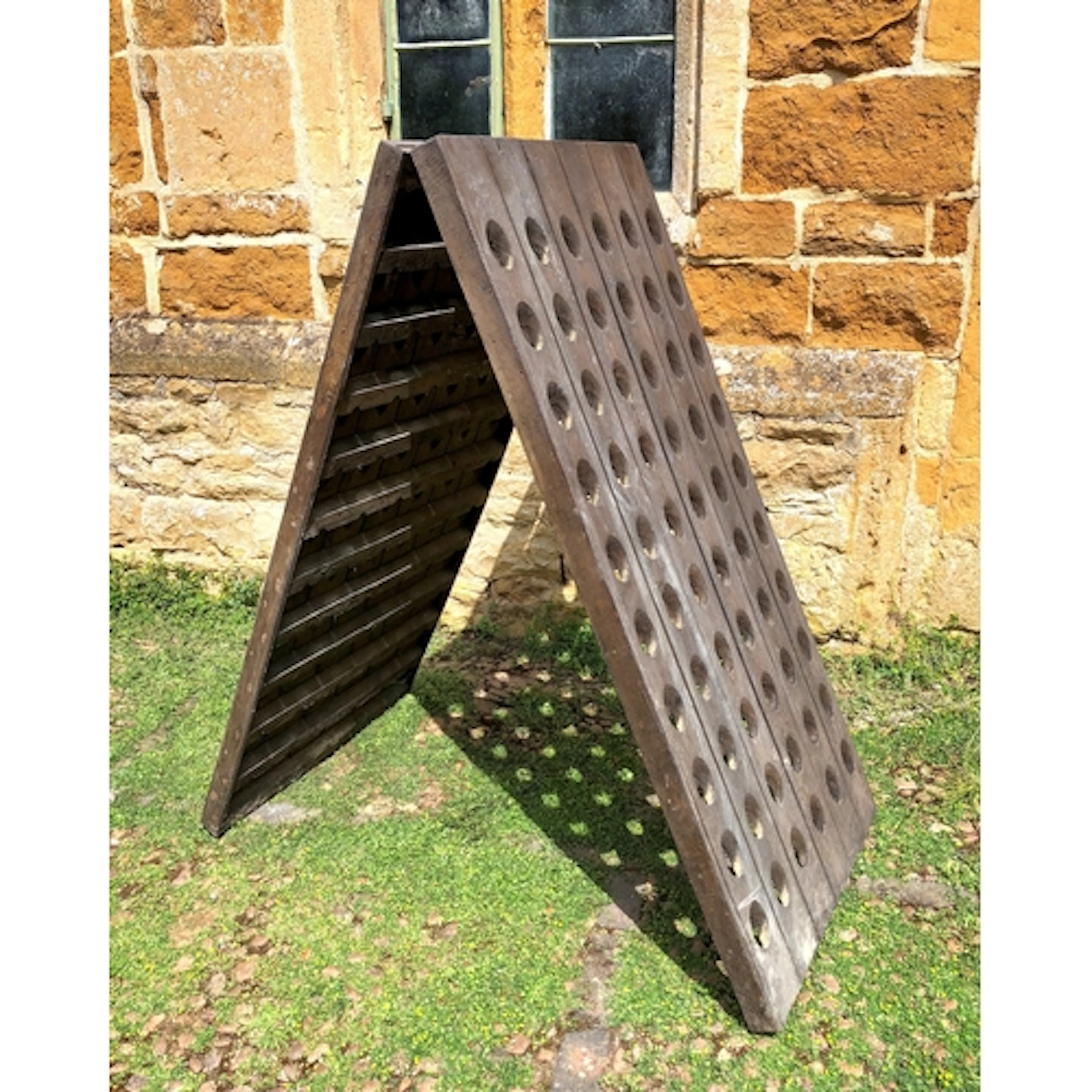 A French oak 120-bottle champagne or wine riddling rack - 72...