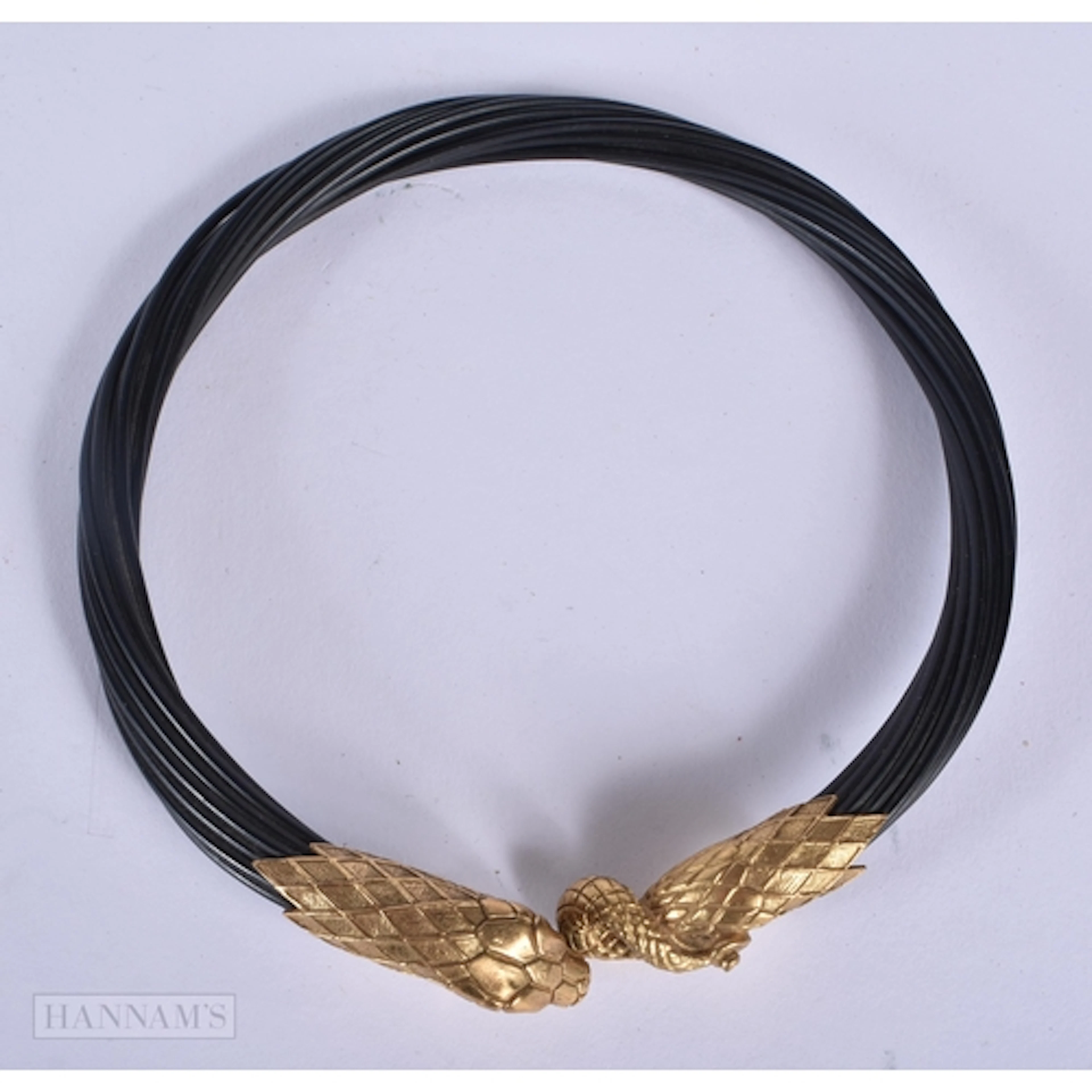 A black cord choker serpent head necklace 11.5cm diameter