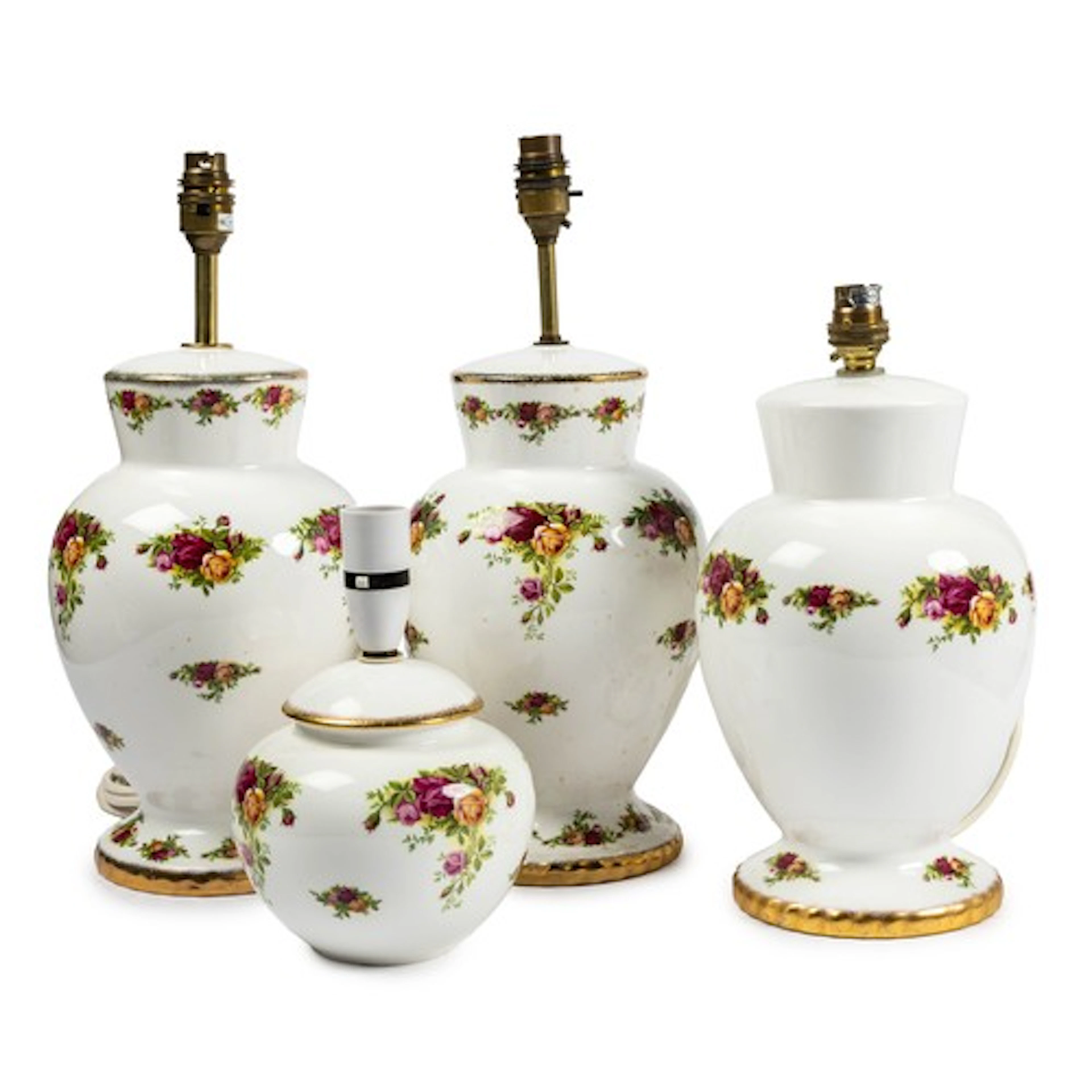 Royal Albert Old Country Roses. Four Bone China table lamps ...
