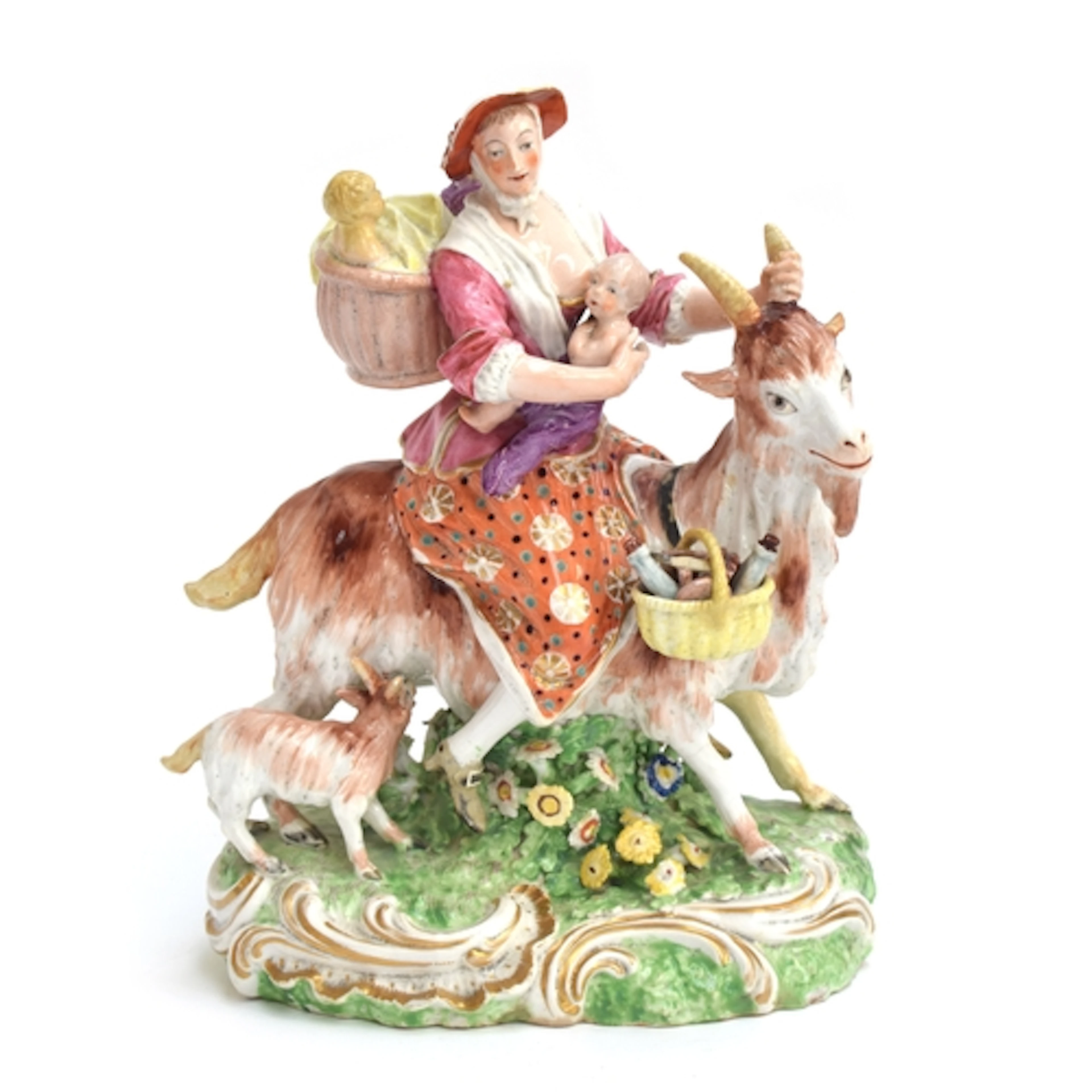 A late 18th century Derby porcelain figure of the Welch Tail...
