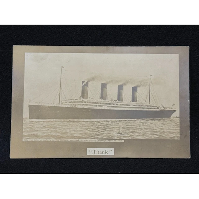 R.M.S. Titanic: R.M.S. Titanic: Sepia postcard commemoratin...