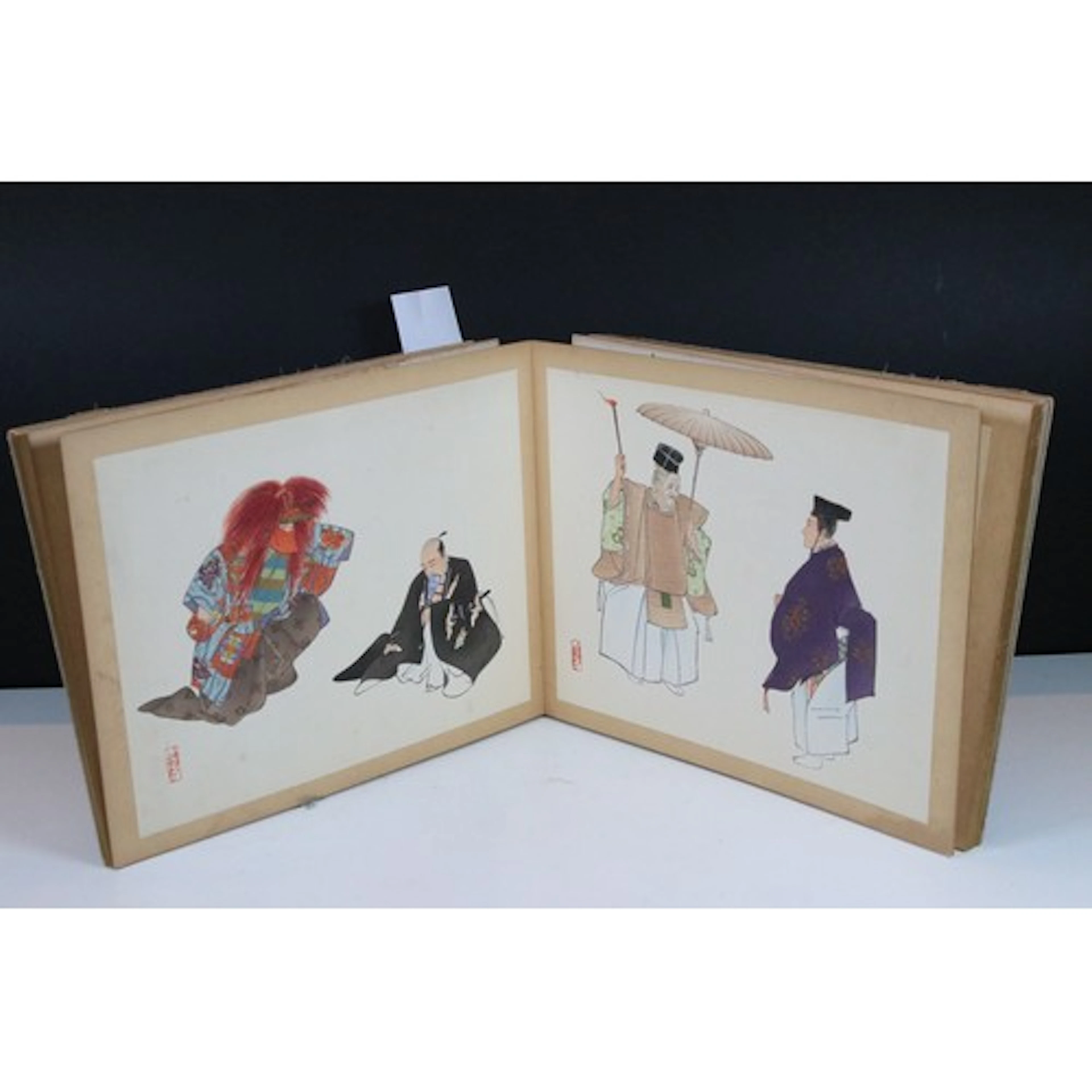 Antique oriental album book containing approx 25 hand colour...