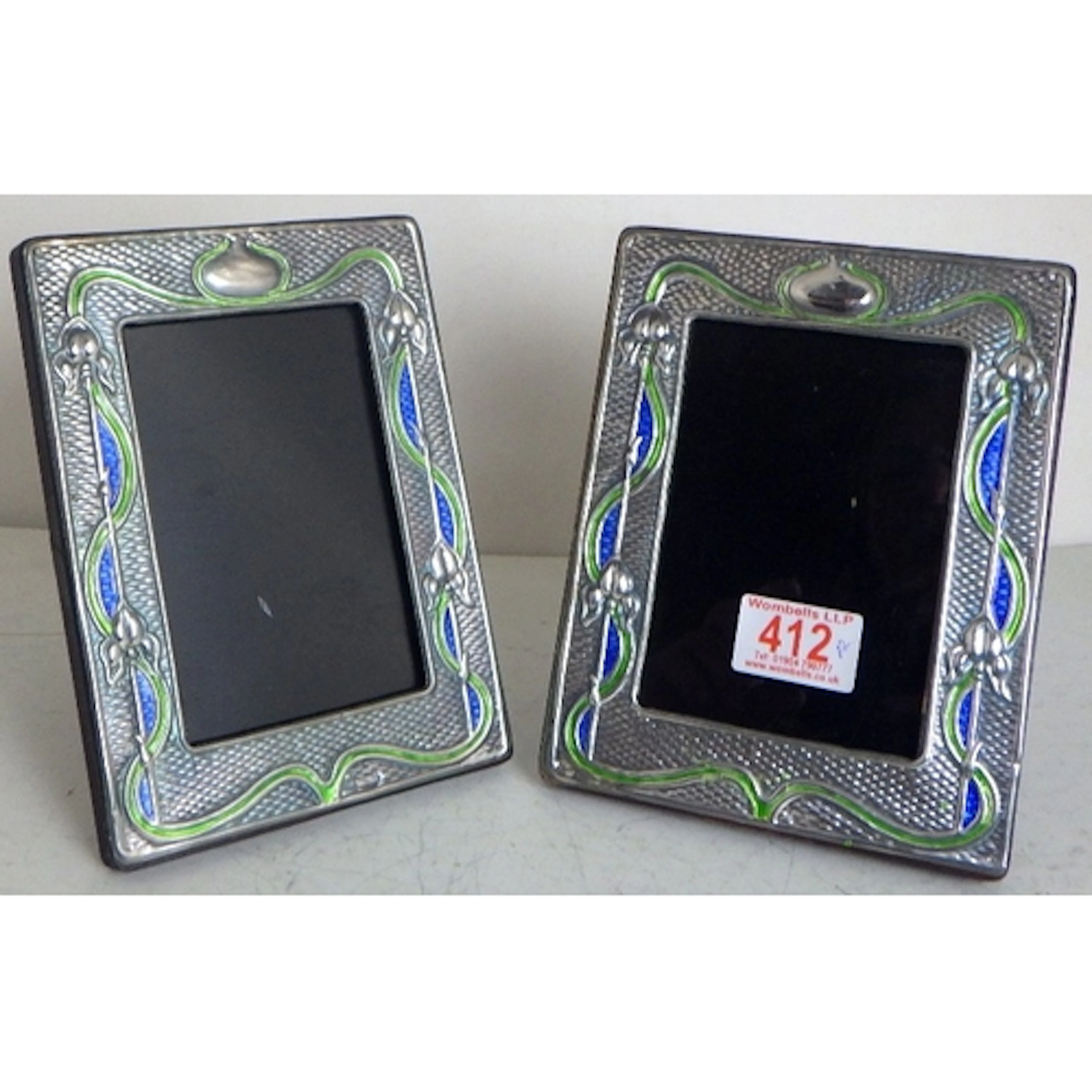 A pair of modern silver Art Nouveau style frames, 15 x 20cm