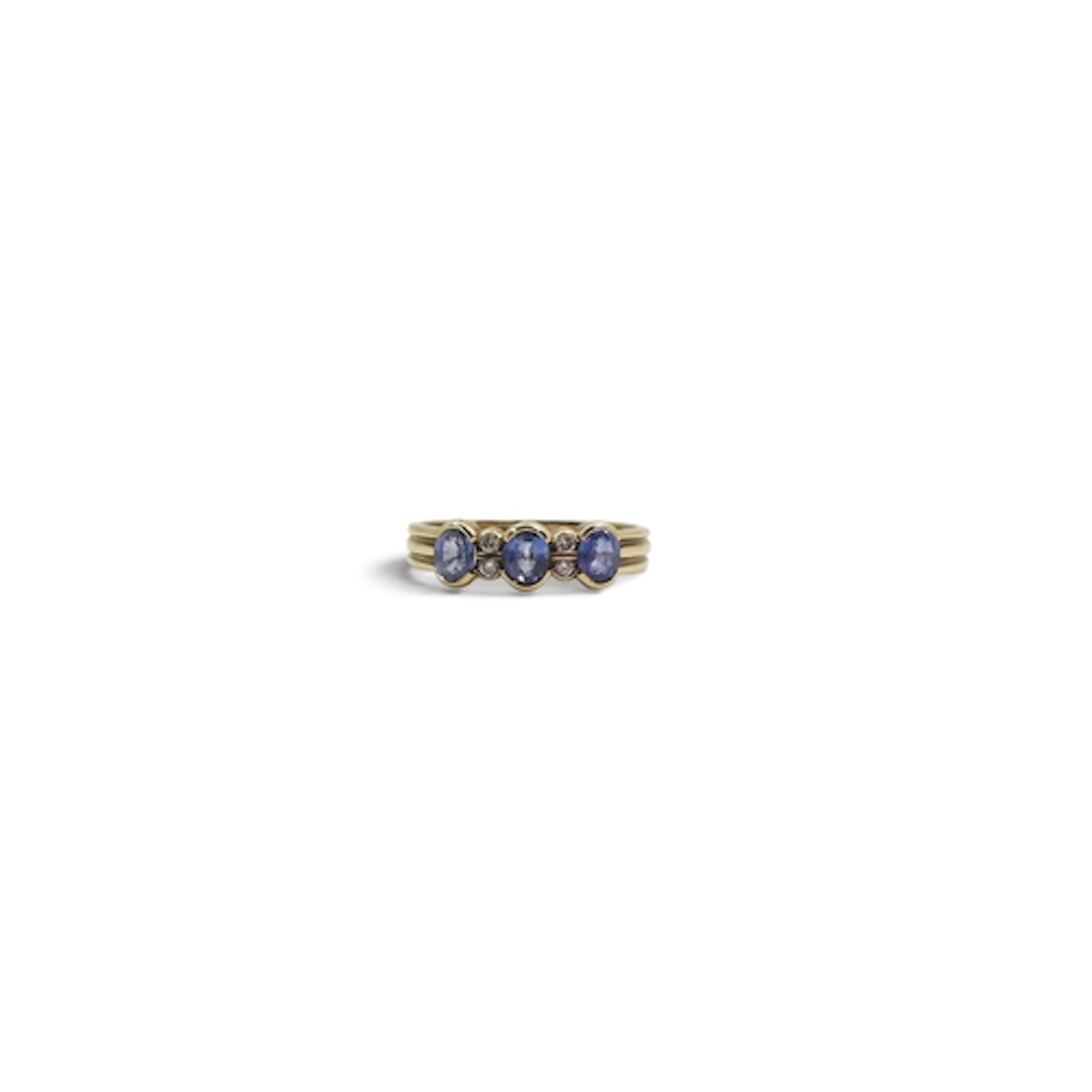 A 9ct gold cornflower blue sapphire and diamond ring, size P...