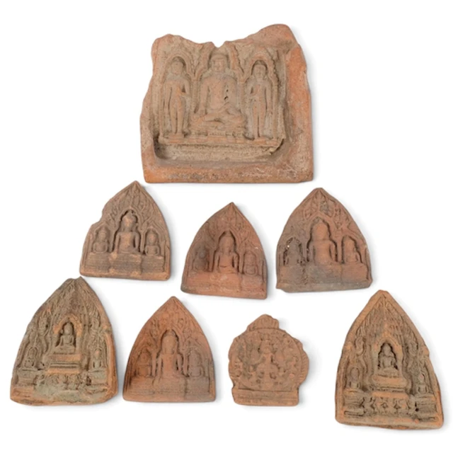 A group of Indian relief cast terracotta Buddhist plaques