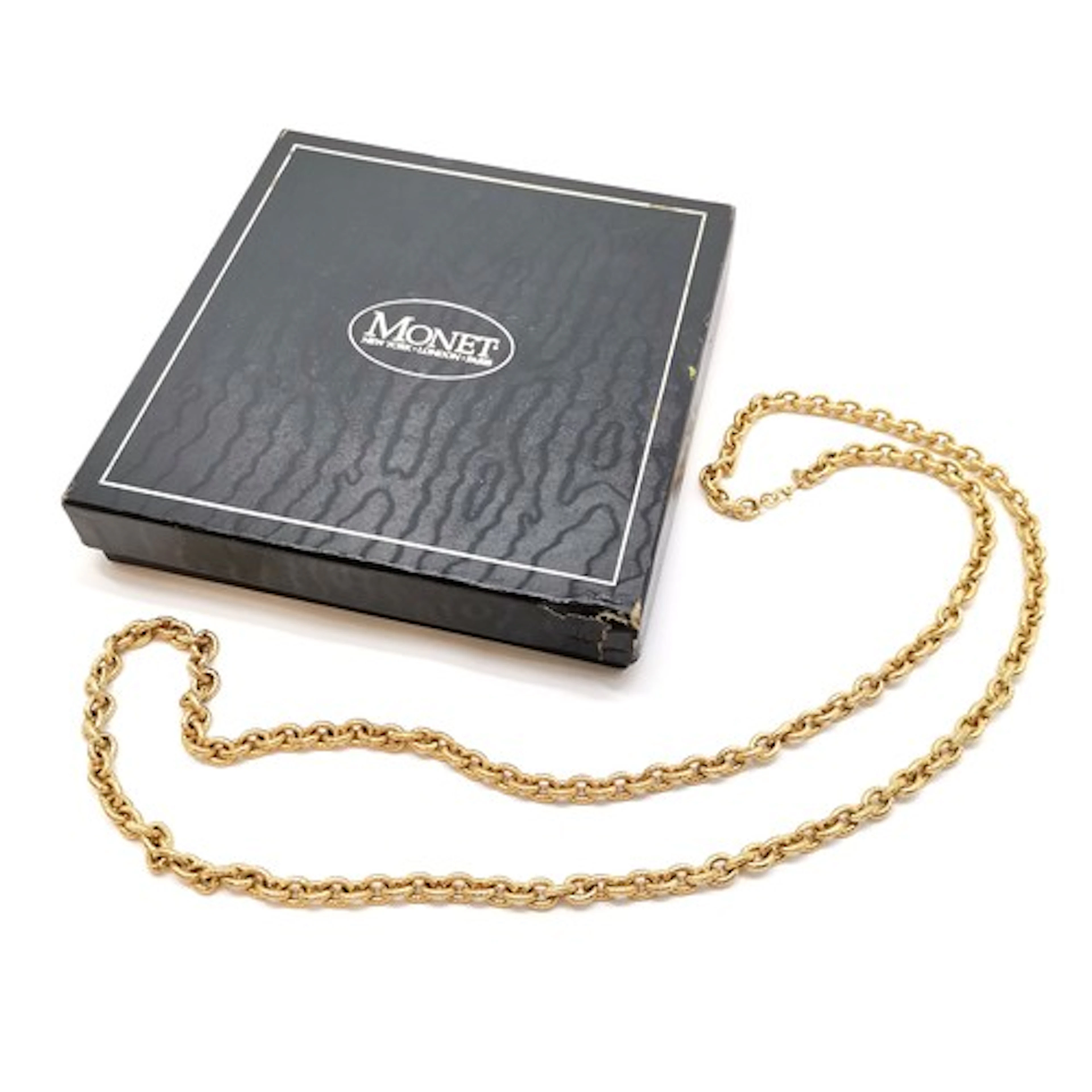 Monet gold tone fancy link long necklace (104cm) in original...