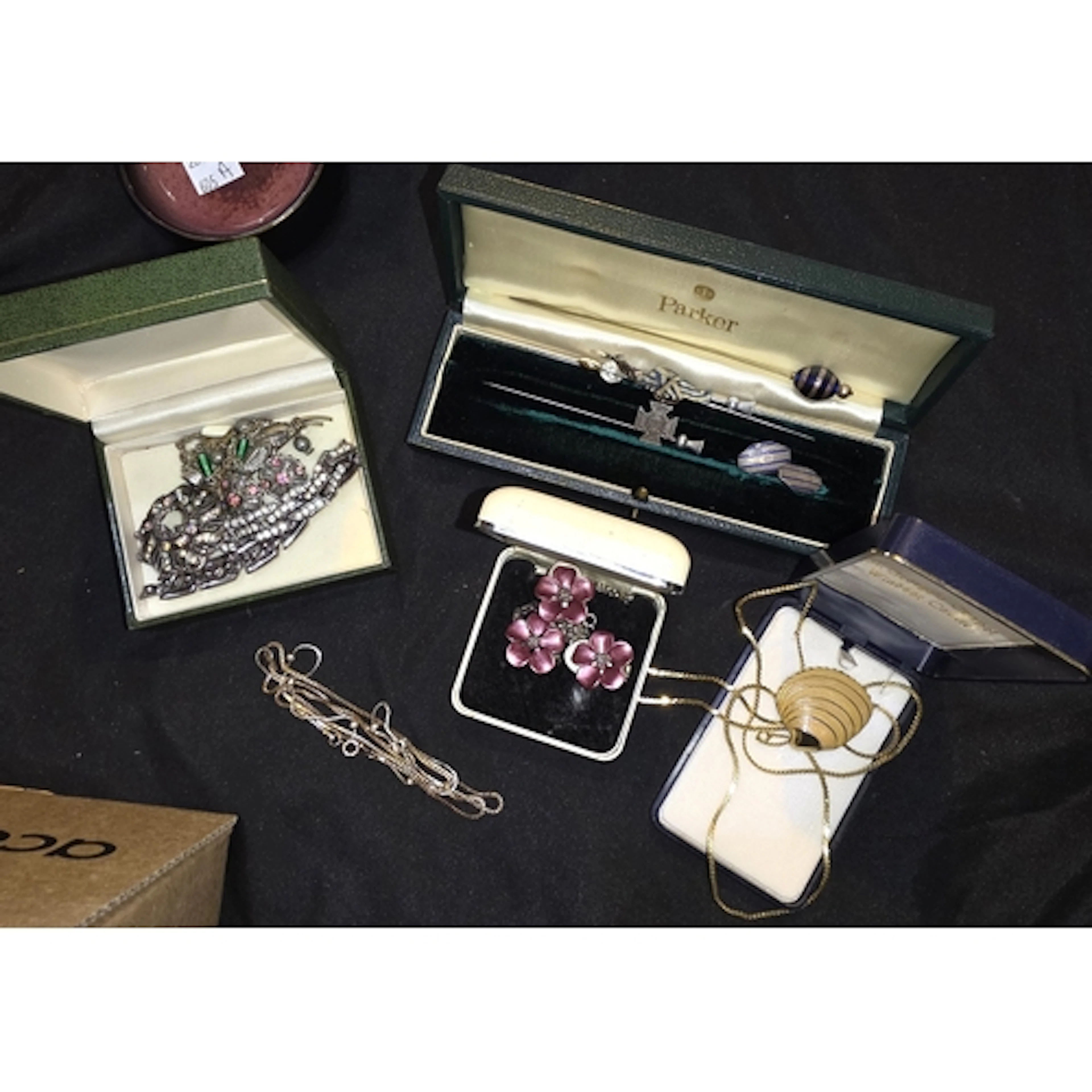 A collection of various costume jewellery, necklaces, stick ...