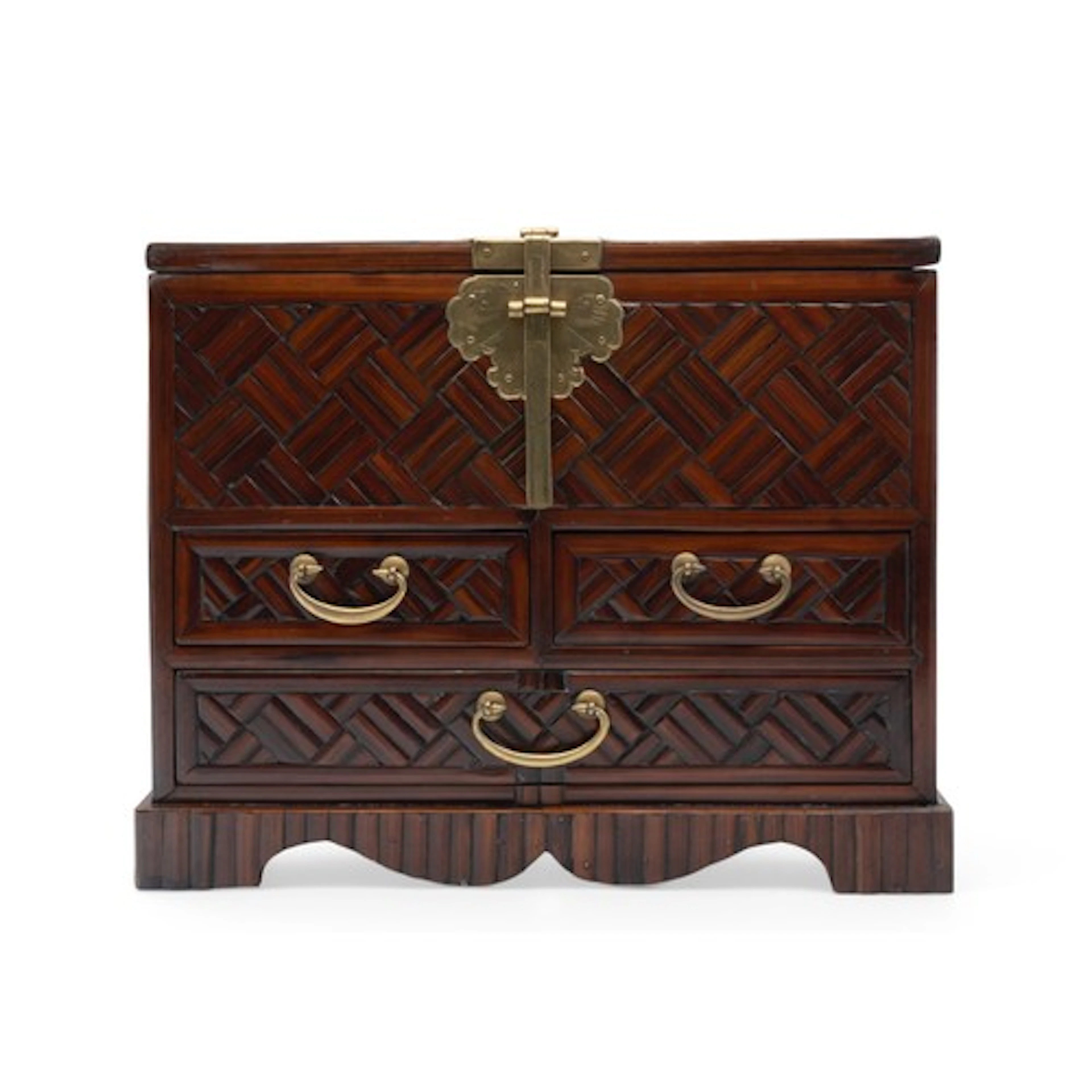 A RARE KOREAN BAMBOO VENEERED TREASURE CHEST, CHAGAK-HAM LAT...