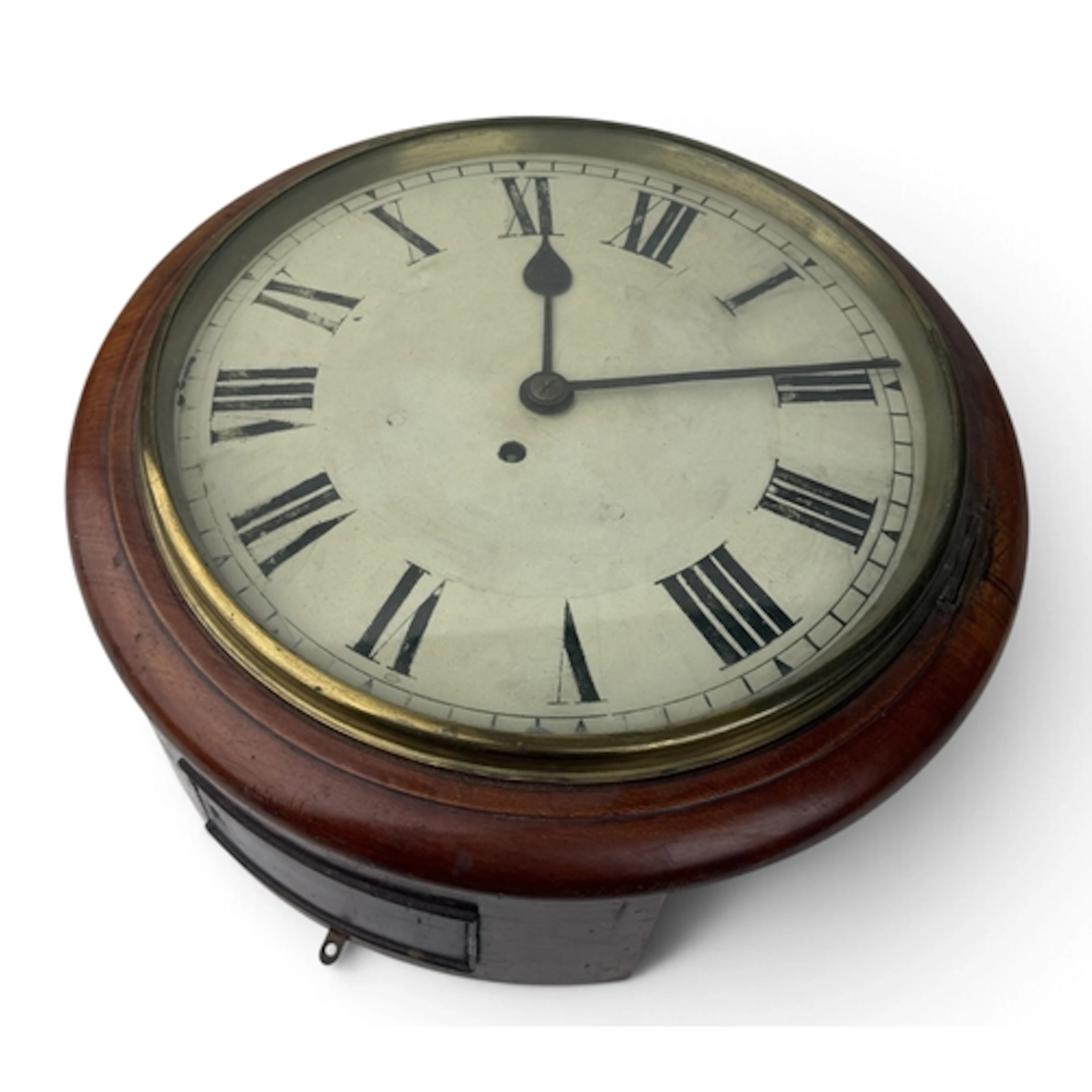 A LATE VICTORIAN MAHOGANY CASED WALL TIMEPIECE, WITH FUSEE M...