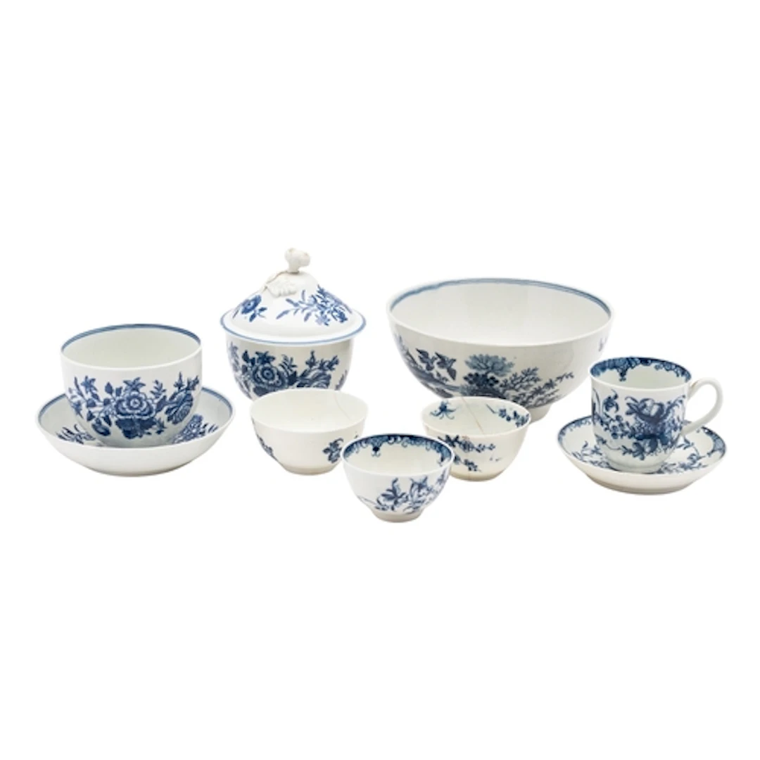 A group of First Period Worcester blue and white transfer-pr...