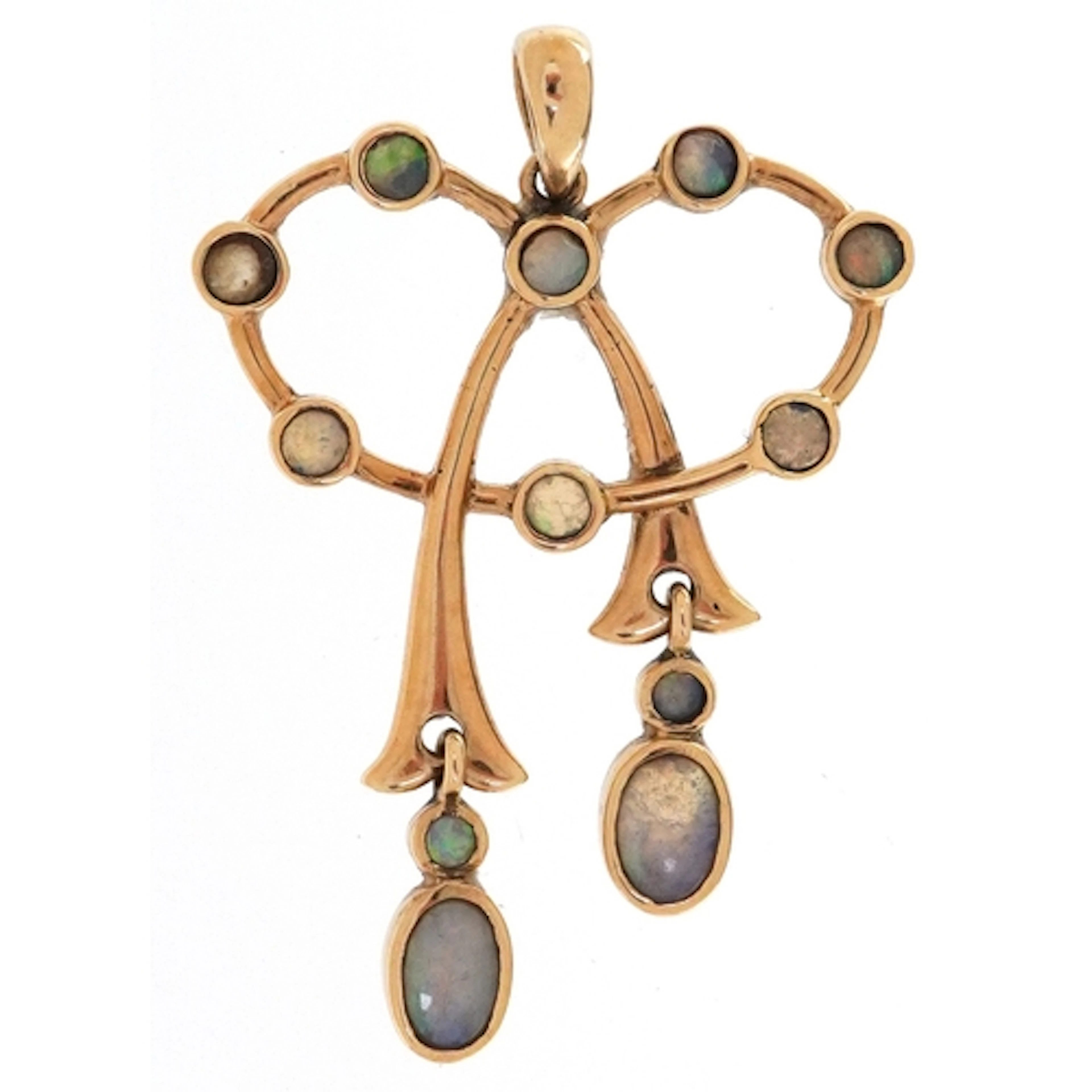 9ct gold opal pendant, 3.9cm high, 2.8g.