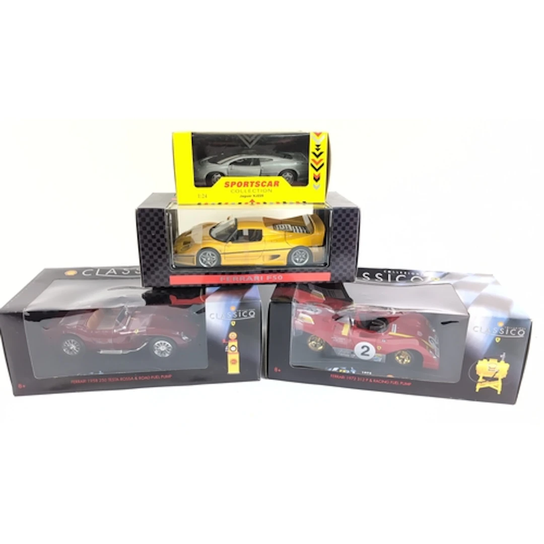 4 x boxed scale model cars, including a 1:24 SportsCar Colle...