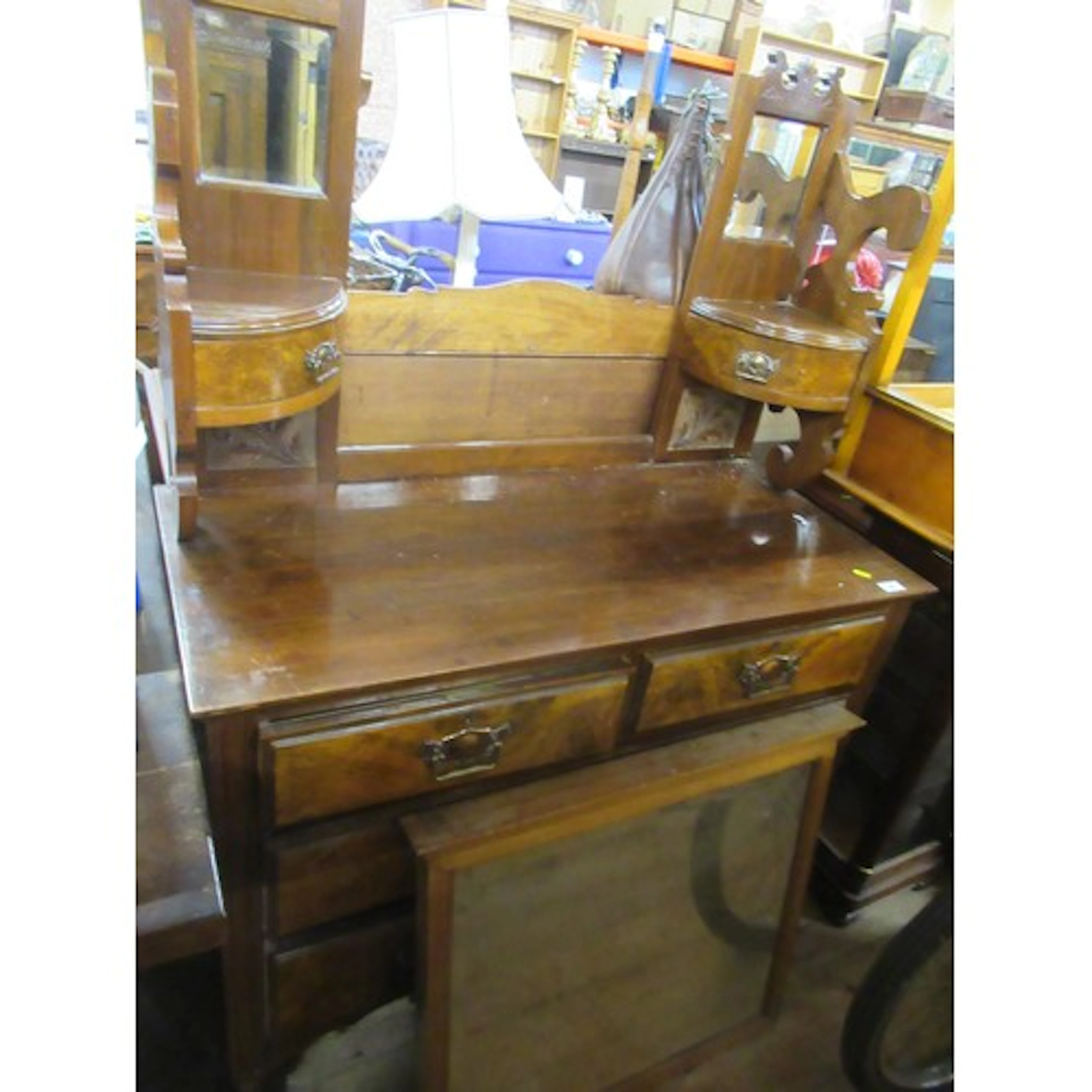 A Victorian Dressing table (missing mirror) with brass Art ...