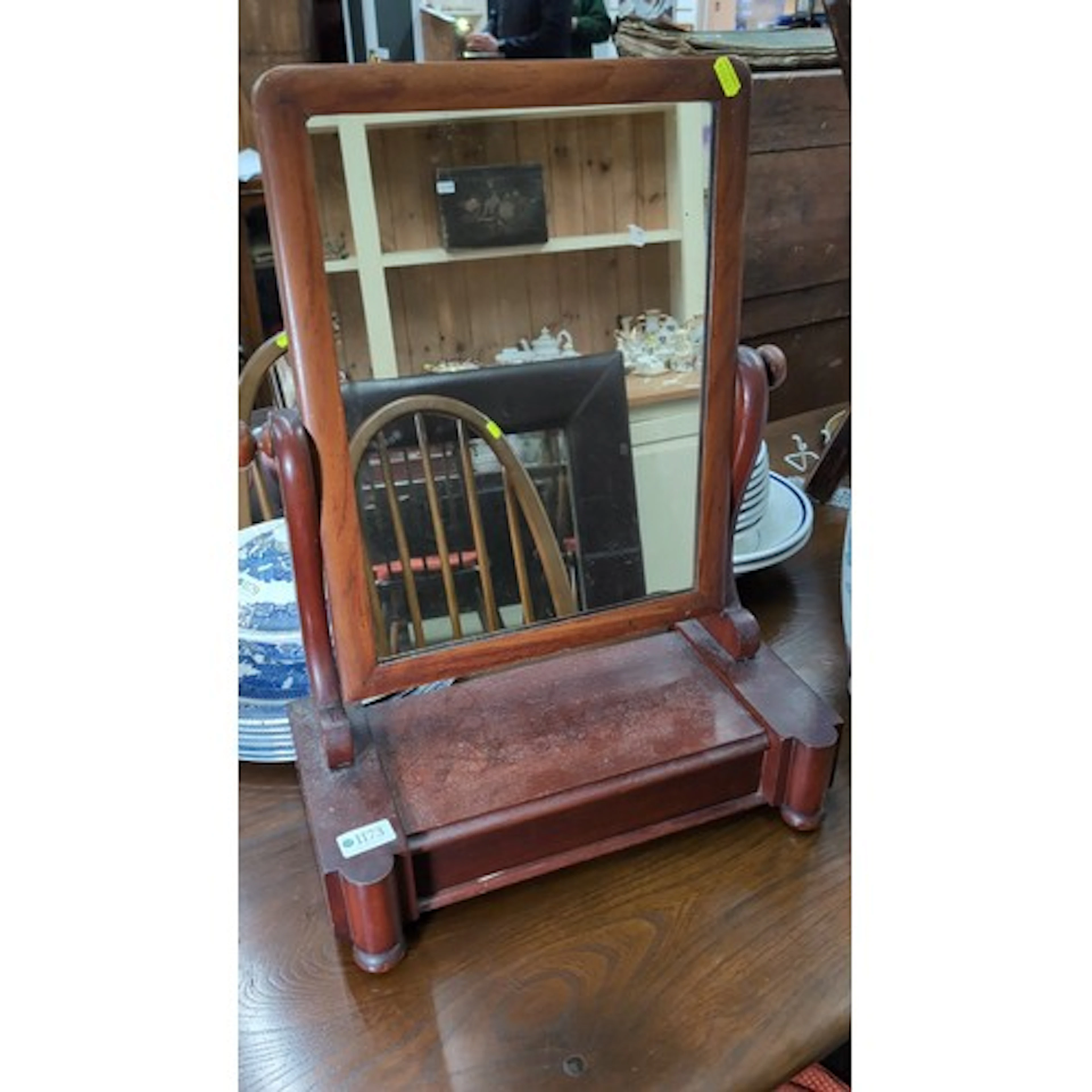 A tabletop dressing mirror with rectangular plate glass in a...
