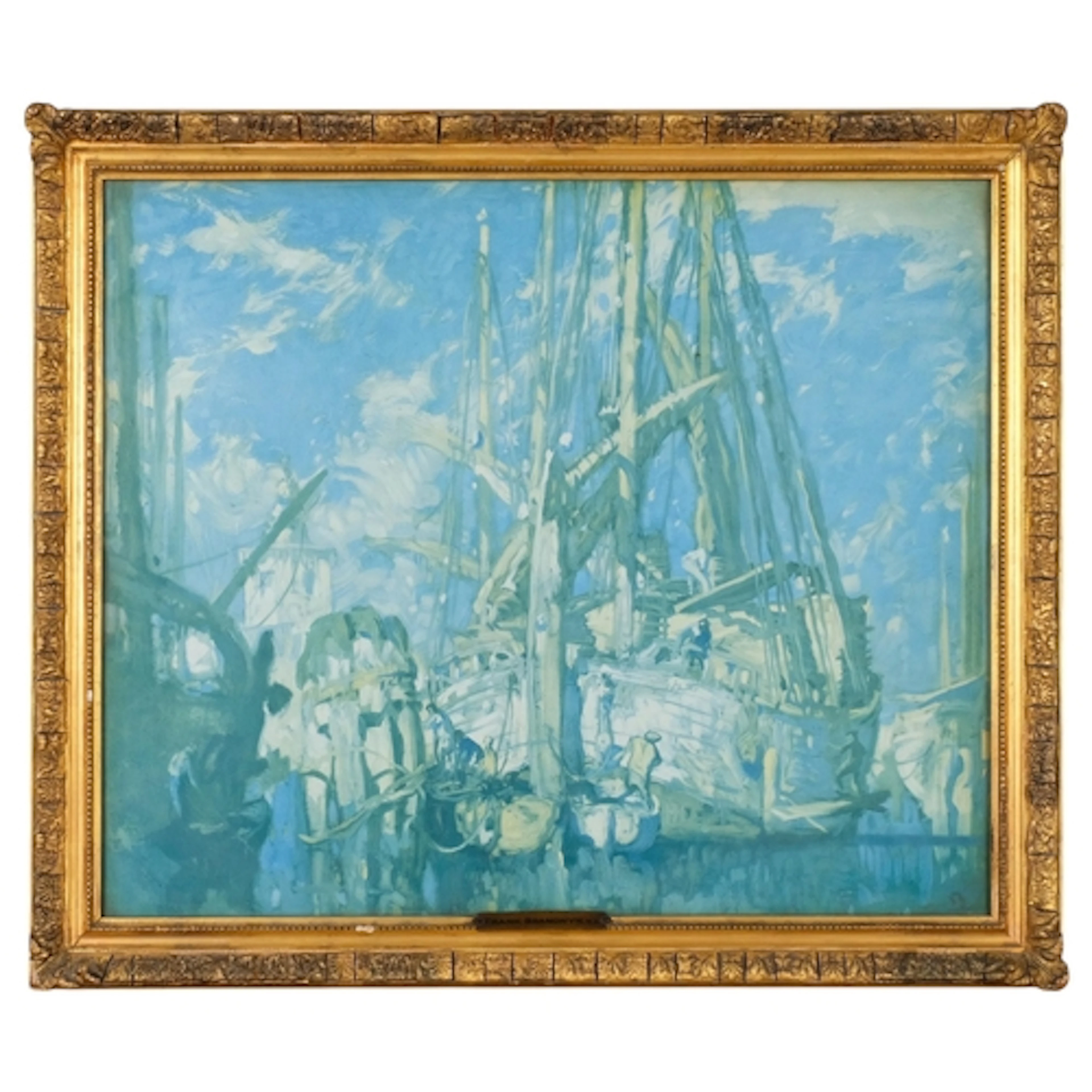 Frank Brangwyn, Venetian Galleons, colour lithograph, 43cm x...