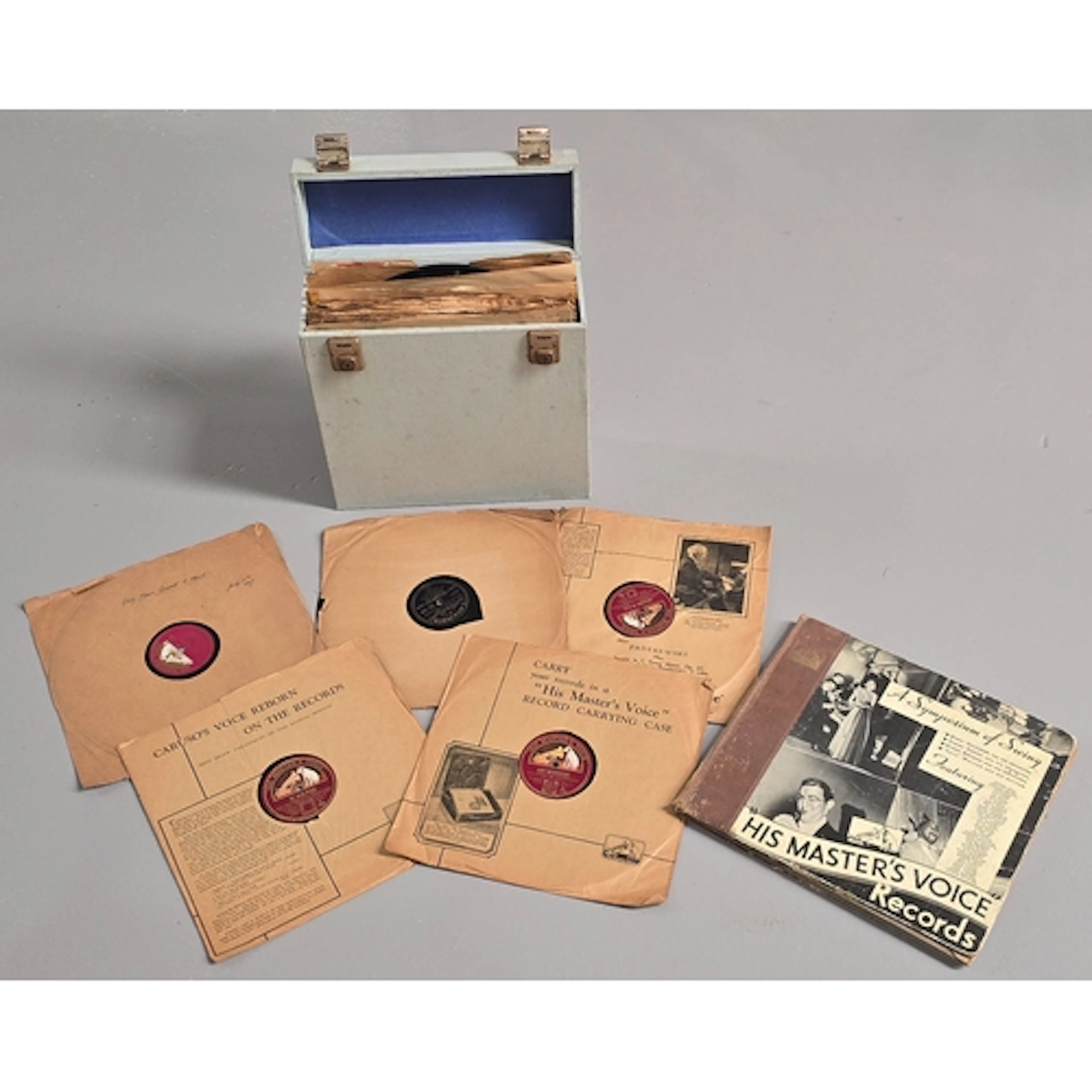 A carry case of 12" swing/jazz 78rpm gramophone records toge...