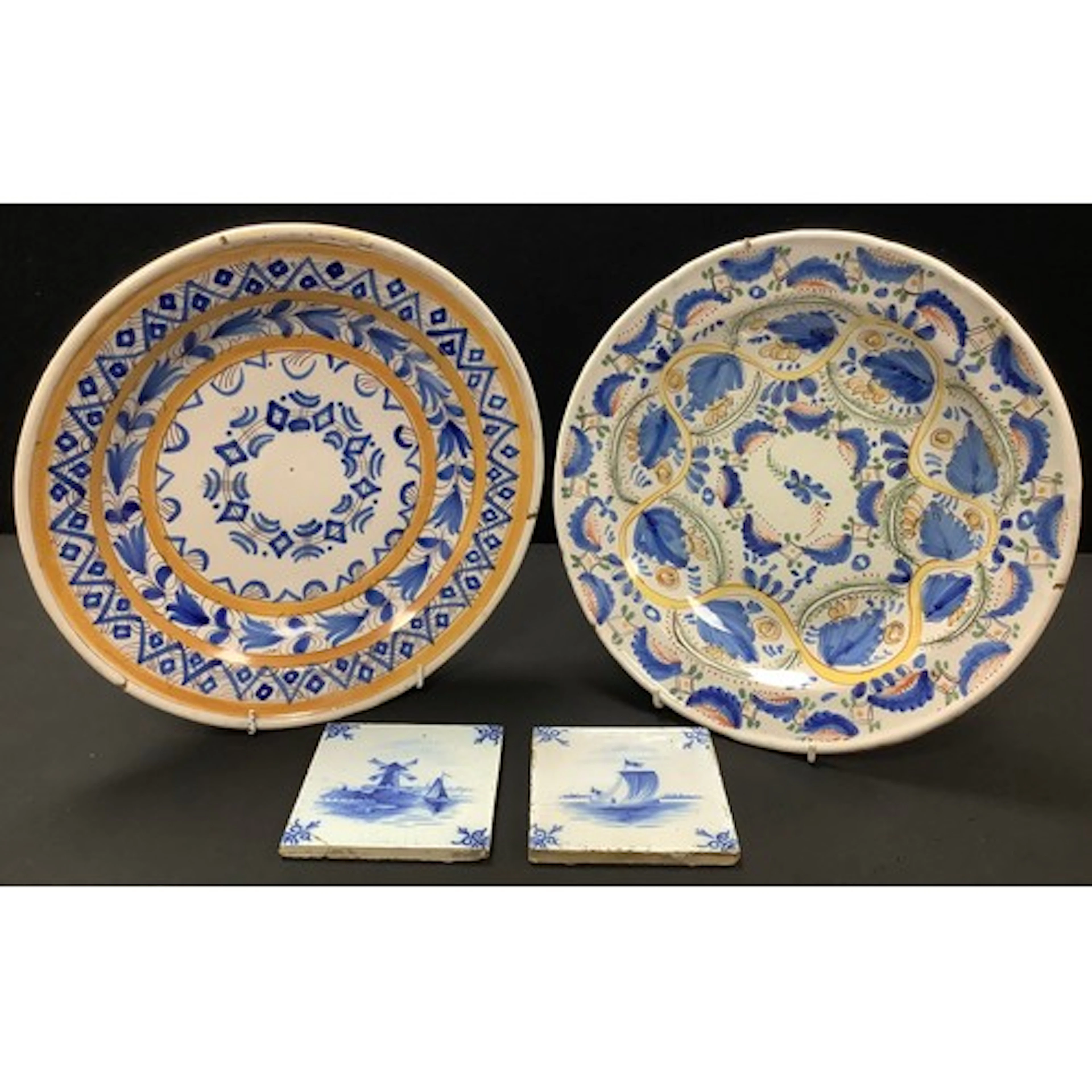 A continental maiolica tin glazed earthenware charger, 31cm;...