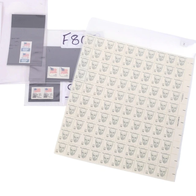 A selection of interesting stamps, including a full sheet of...