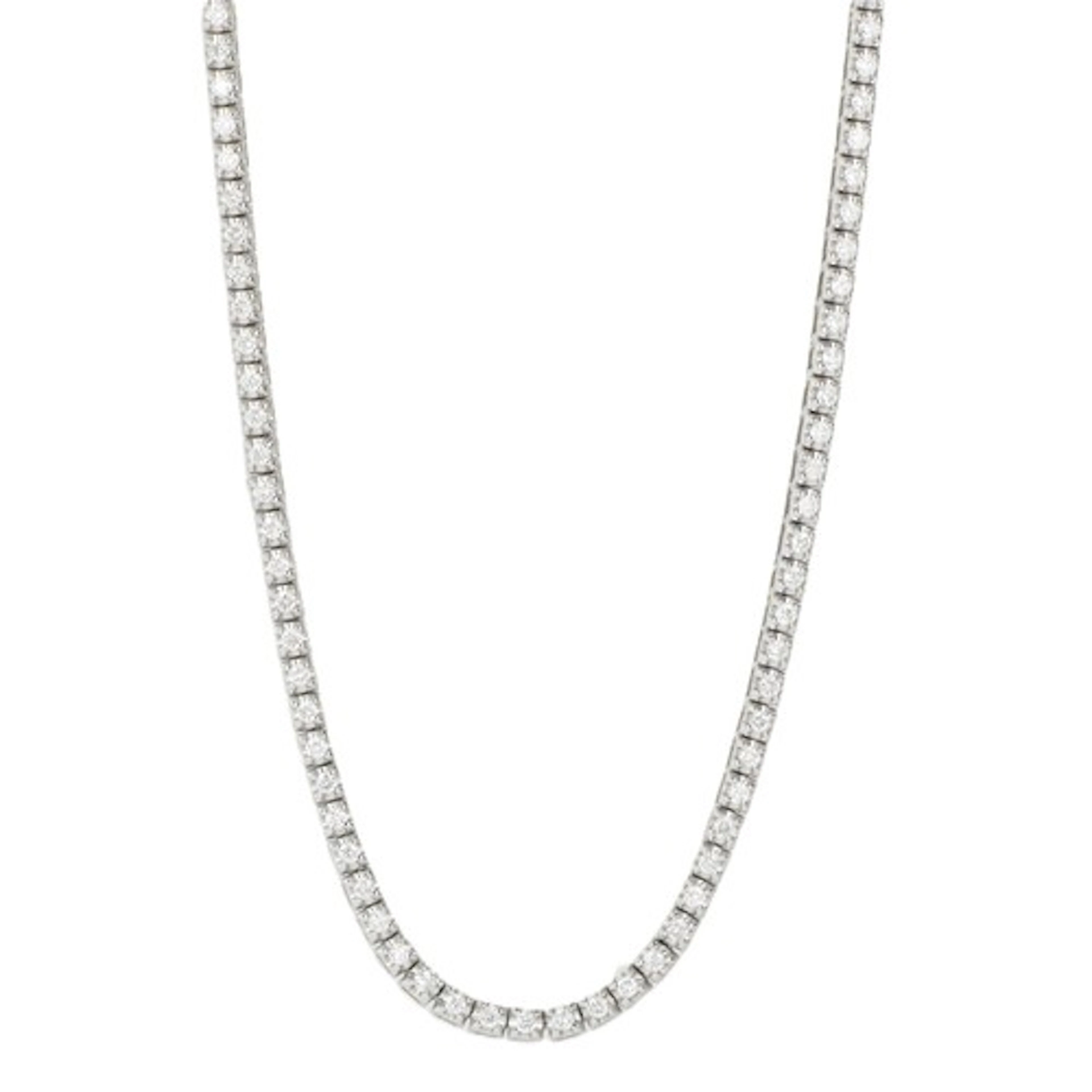 An 18ct white gold diamond line necklace, of classic tennis ...