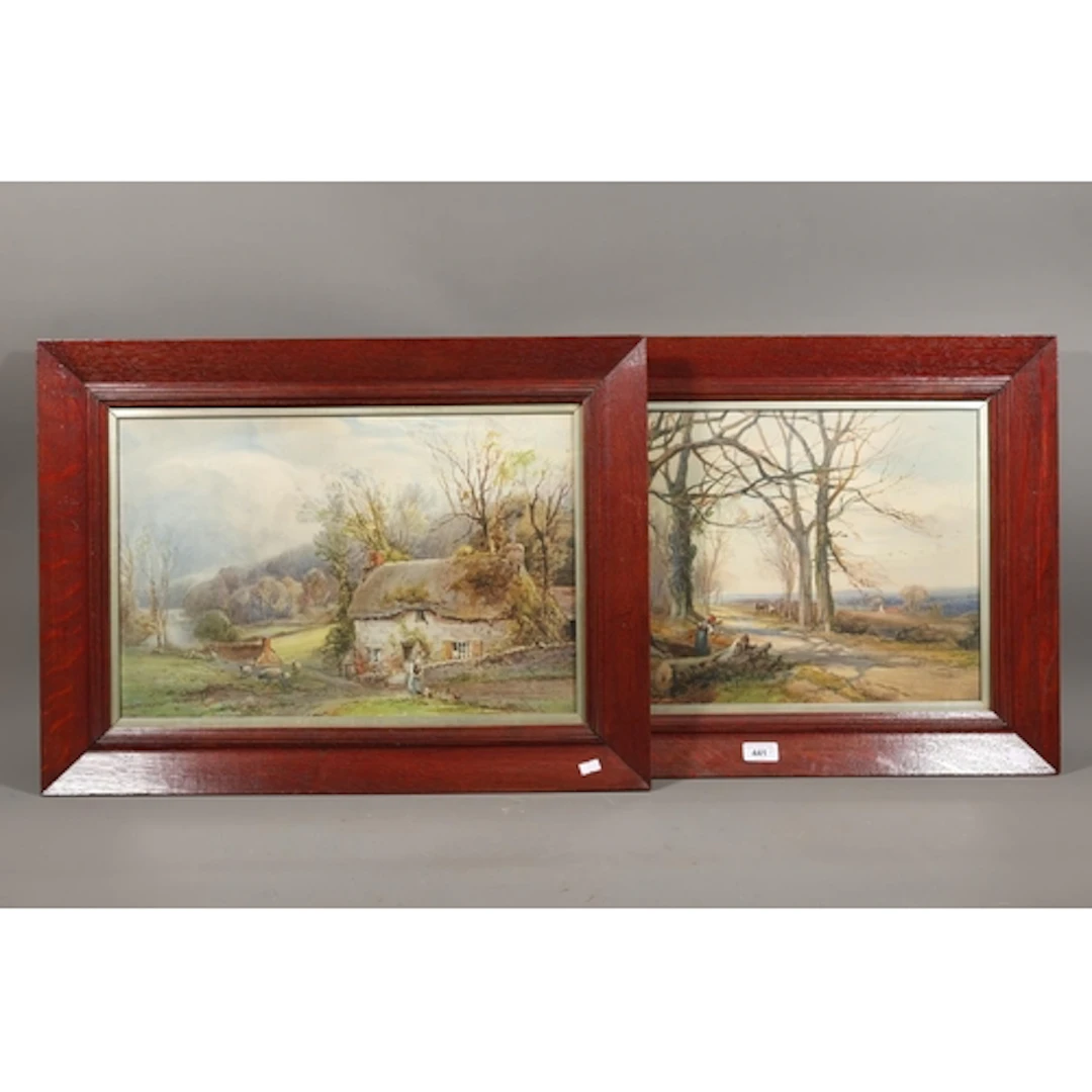 W RAMSEY, pair of prints, 32cm x 48cm, oak frames 49cm x 65c...