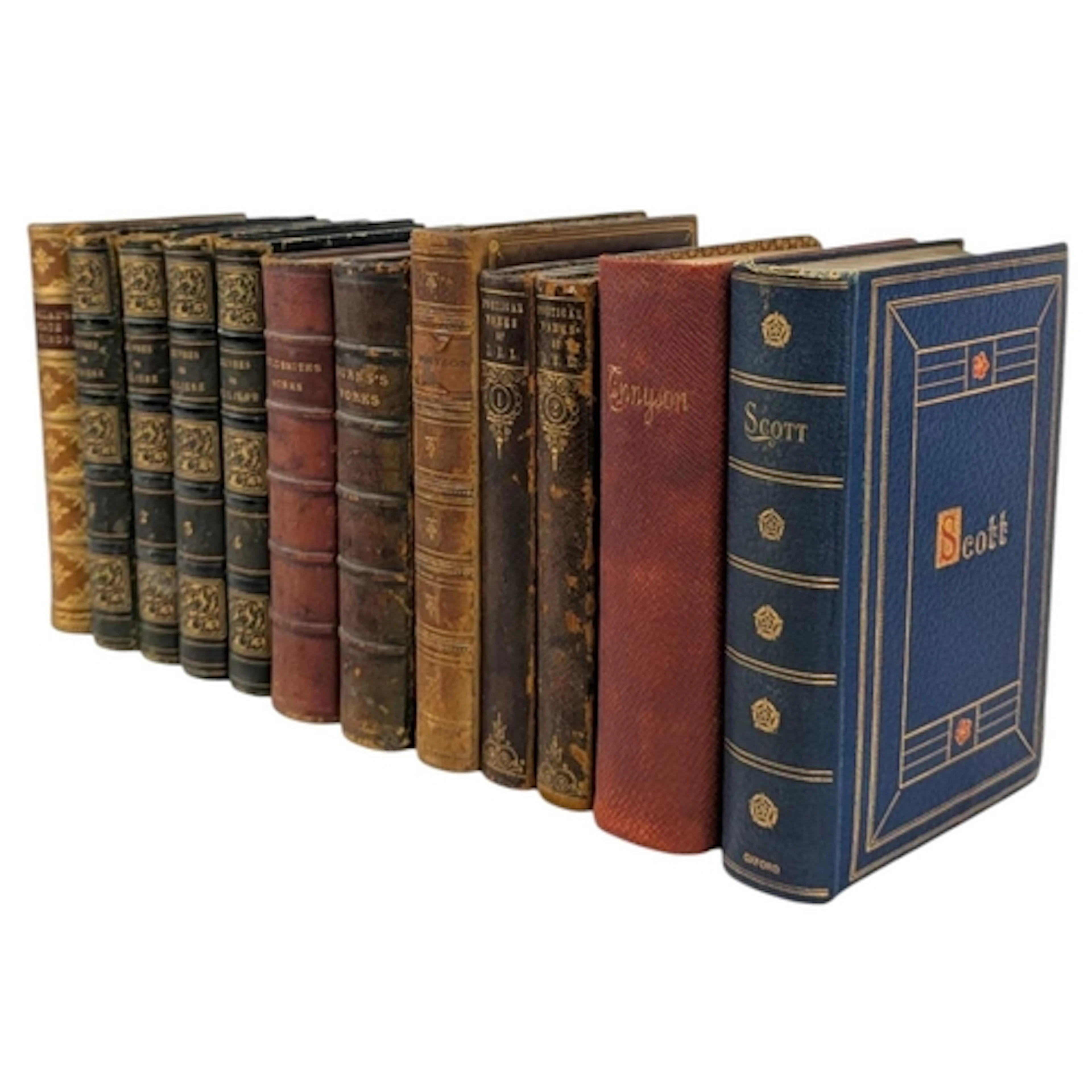 Poetry & Prose. A collection of 12 decorative leather-bo...