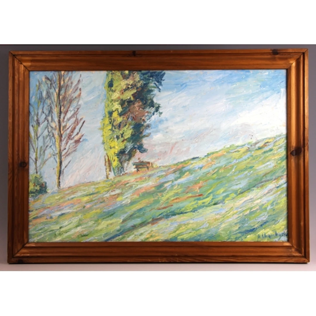 Impressionist school (20th century), A hillside with figur...