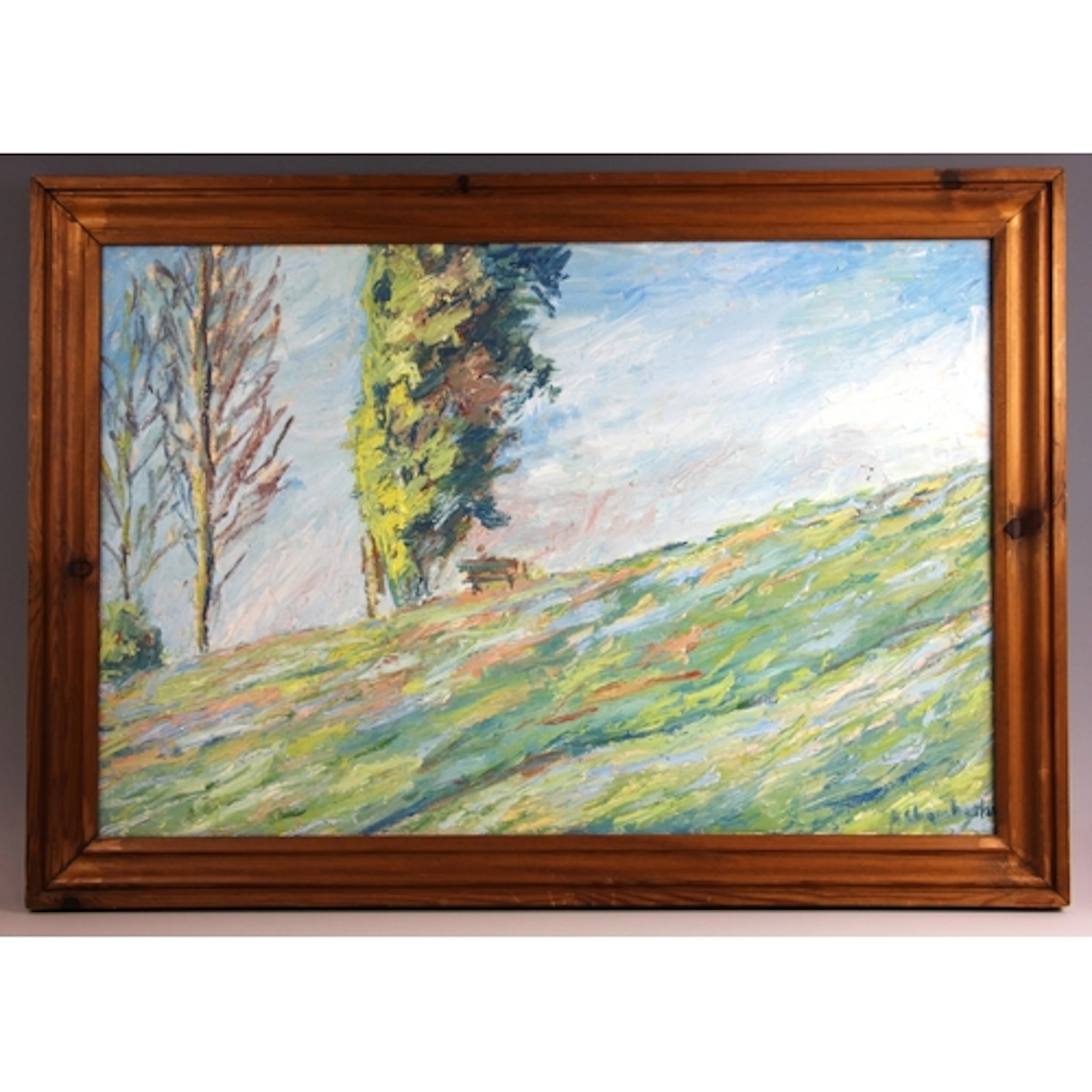 Impressionist school (20th century), A hillside with figur...