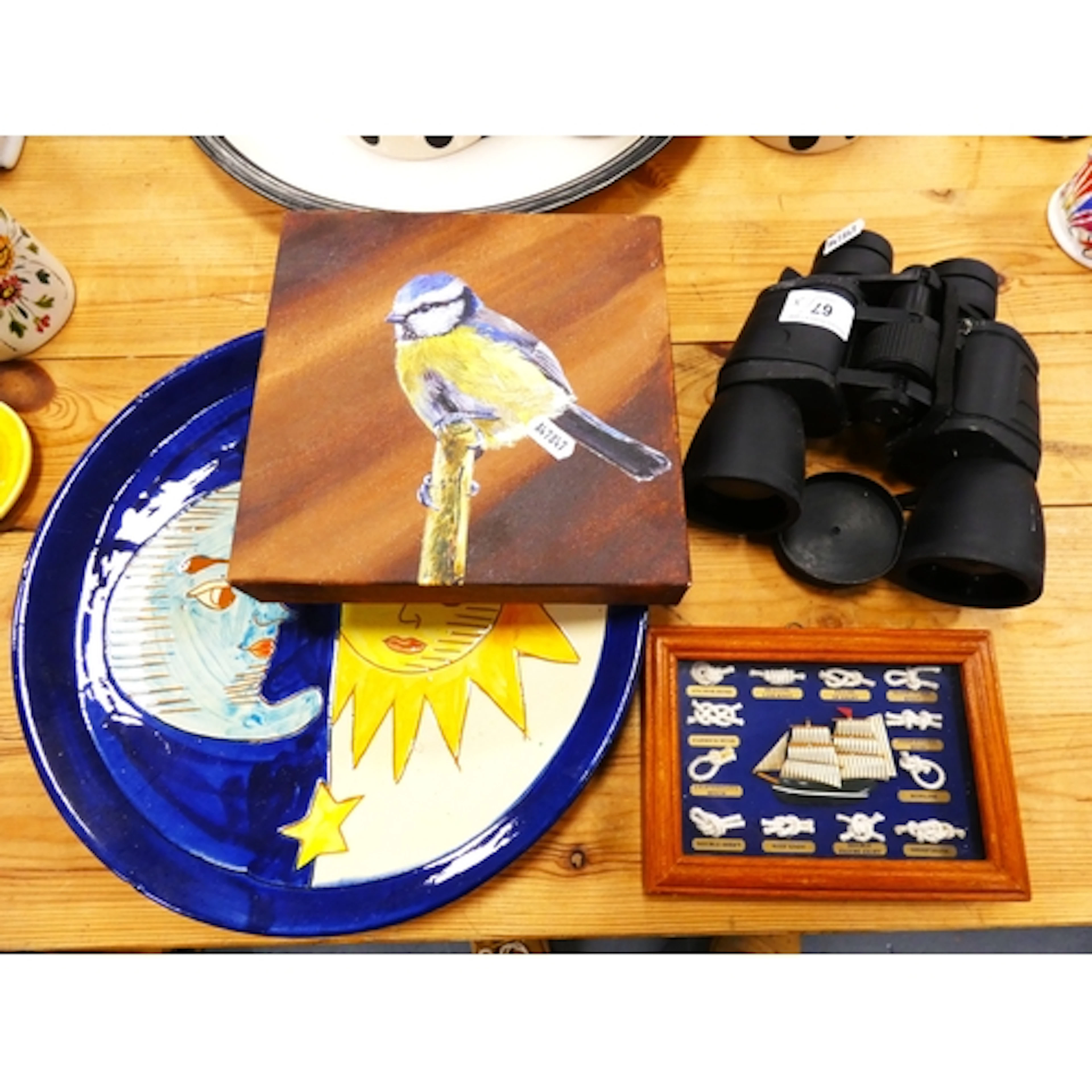 Pair of Zennox binoculars, Contemporary acrylic of a Blue Ti...