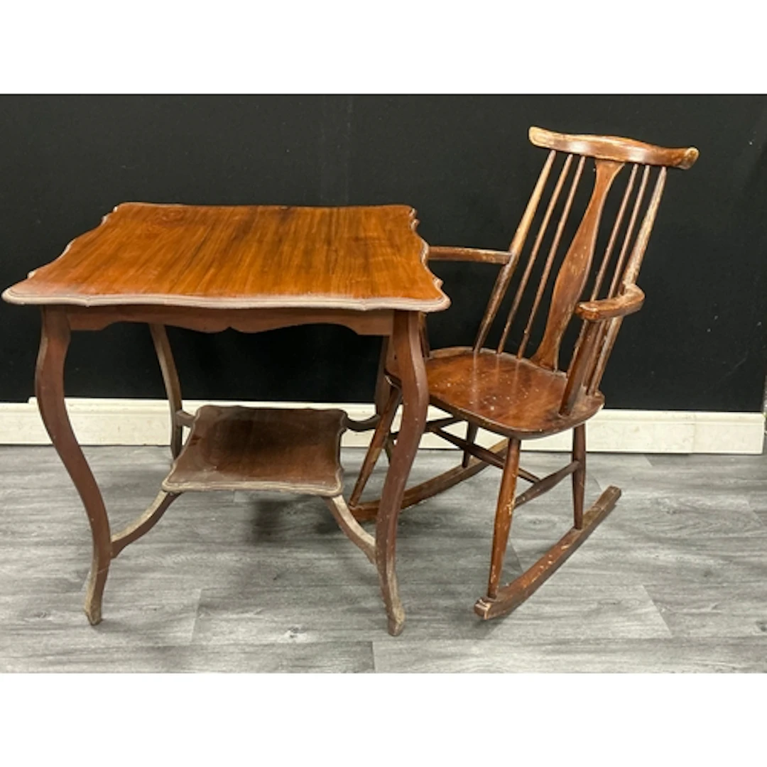 An early 20th century farmhouse rocking chair sprinkle back ...