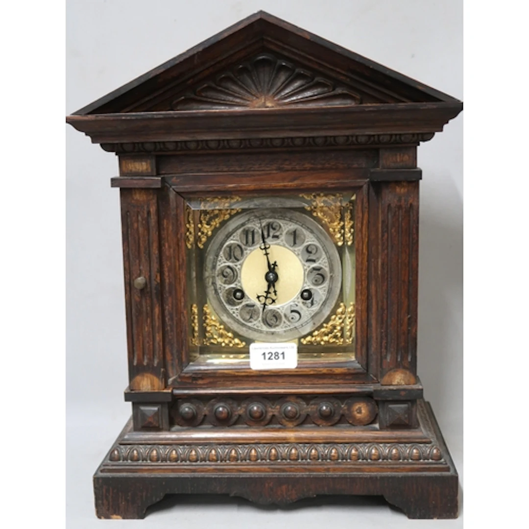 Late 19th Century German mantel clock, having silvered and b...