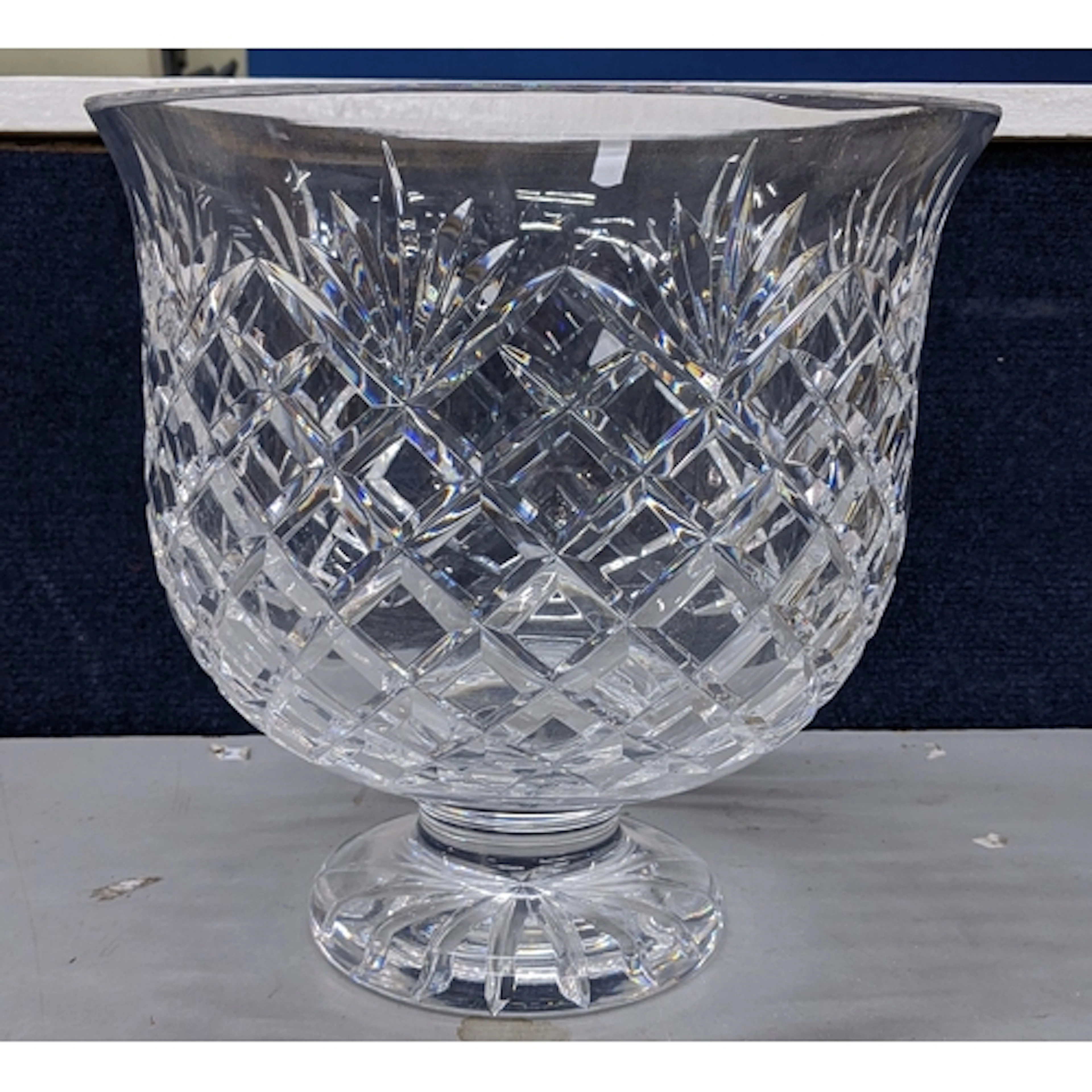A Waterford crystal large centre bowl raised on a circular f...