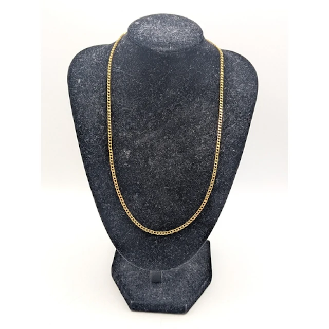 A 9ct yellow gold flat curb link necklace, with lobster claw...