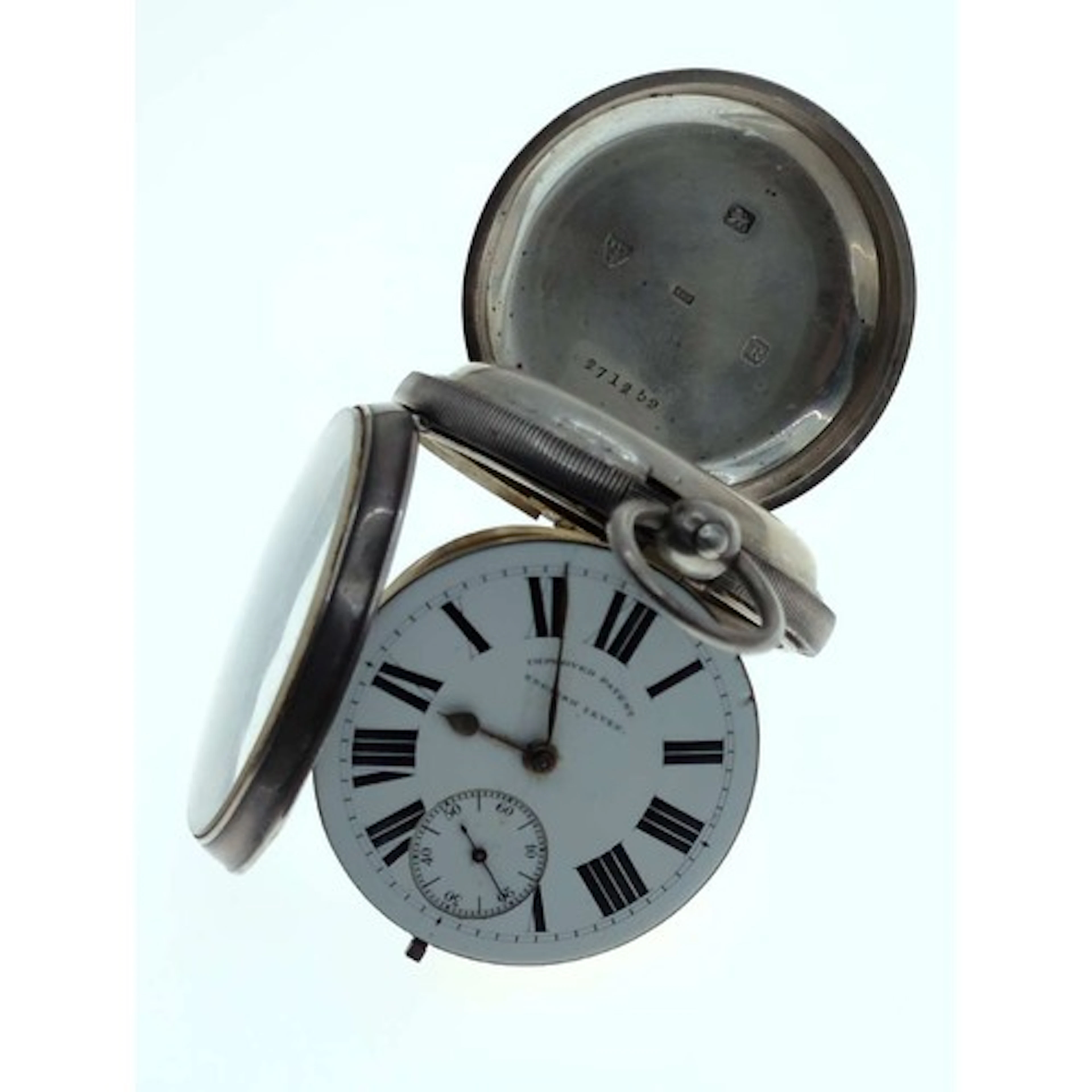 Late Victorian silver cased open face key-wind pocket watch,...